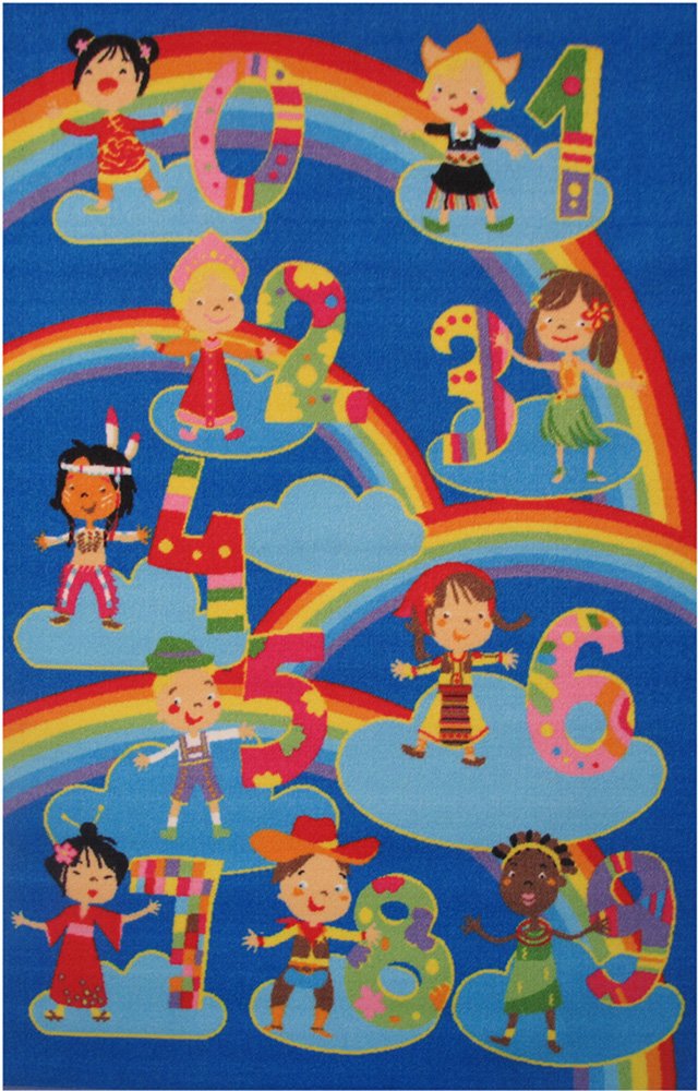 LA Rug Fun Time FT-511 Educational Kids Play Mat with Numbers - Colorful Non-Slip Nursery Rug for Toddler Learning & Playroom Decor - Perfect for Preschool Classrooms, Daycare Centers & Home Play Areas