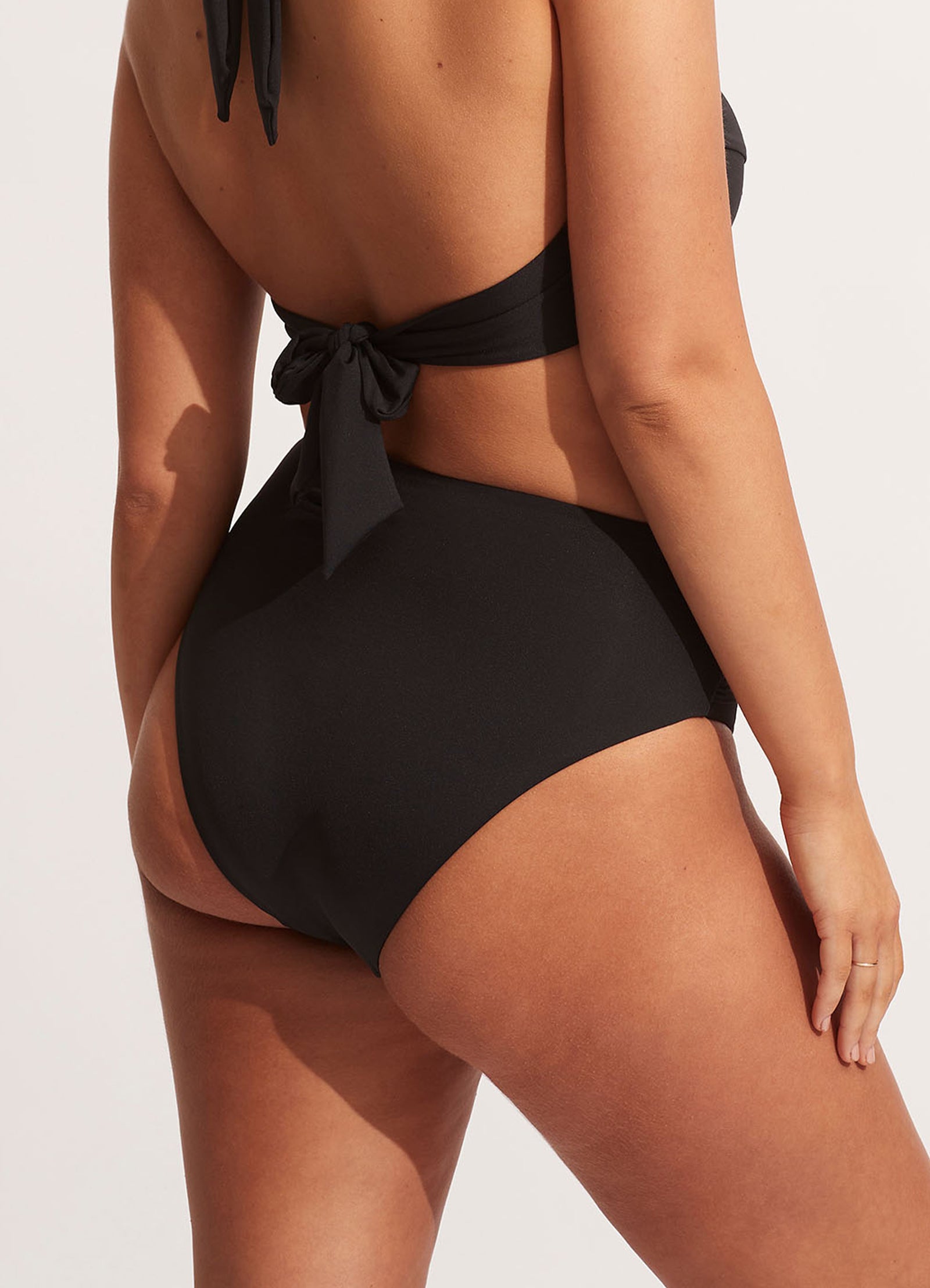 Seafolly Collective High Waist Wrap Front Pant - Black Swim Bottoms for Women | Beach Vacation & Poolside Lounge Wear