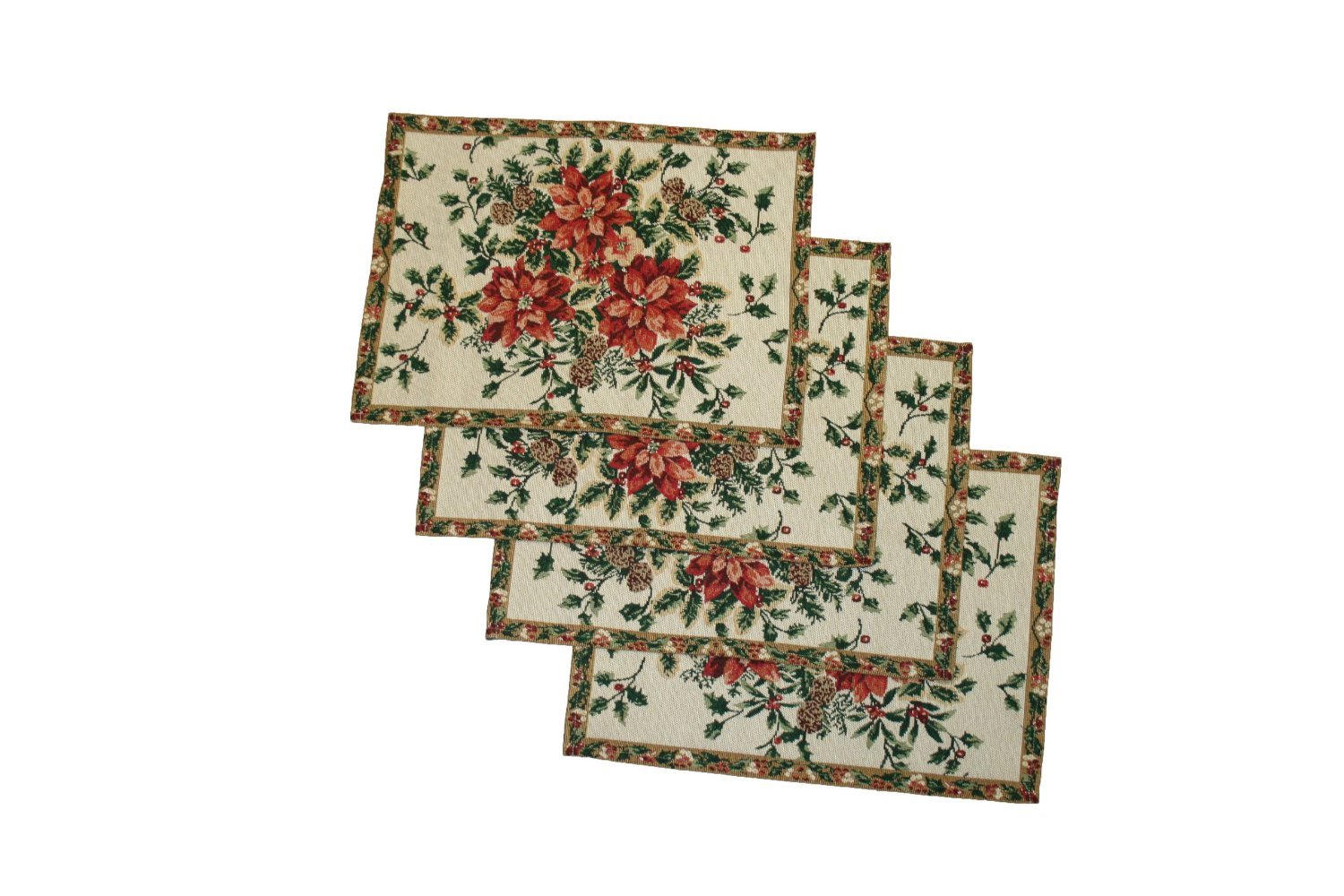 Violet Linen Leaves Placemats Set of 4 - 13x19 Inch Elegant Table Mats for Dining, Kitchen, and Party Decor - Washable & Durable Table Setting Accessories