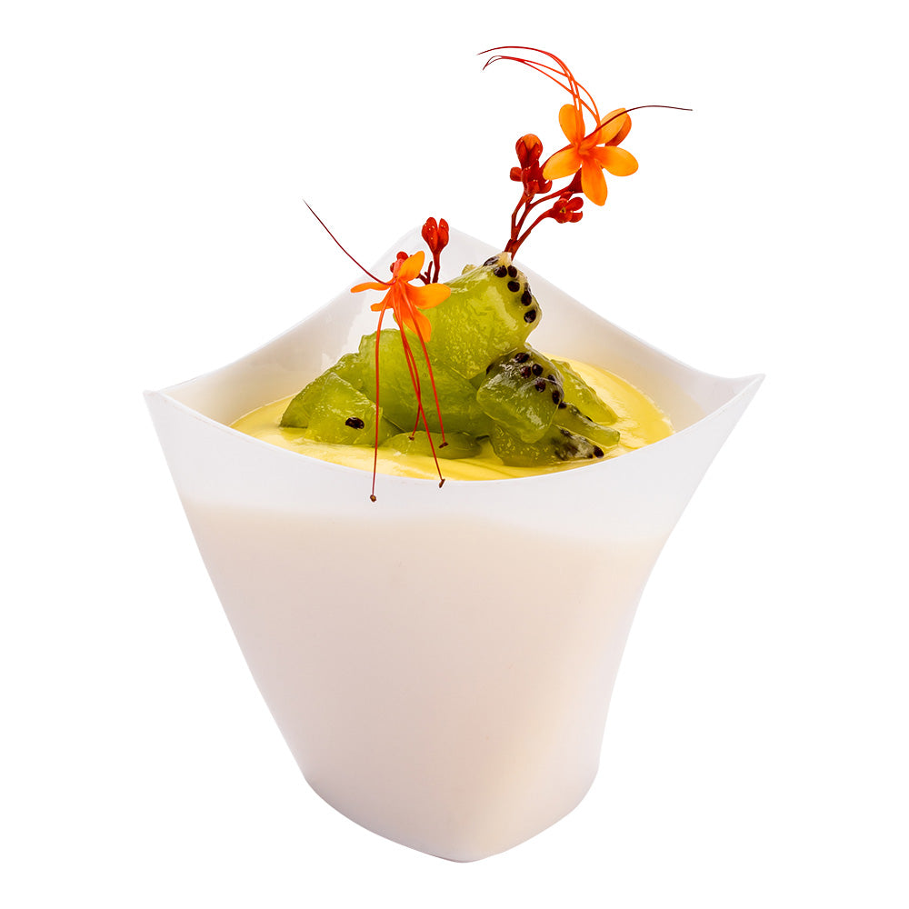 4 oz White Plastic Mini Crescendo Cups - 3