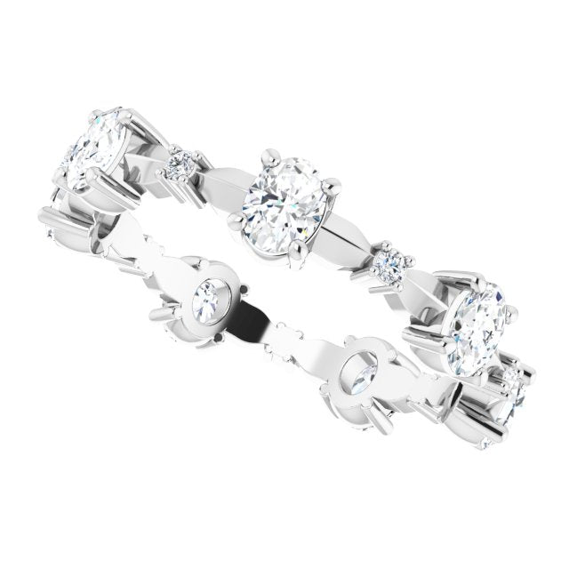 1.33 Carat Oval & Round Diamond Eternity Wedding Band - Elegant Stackable Ring for Anniversary, Engagement, or Bridal Jewelry Gift