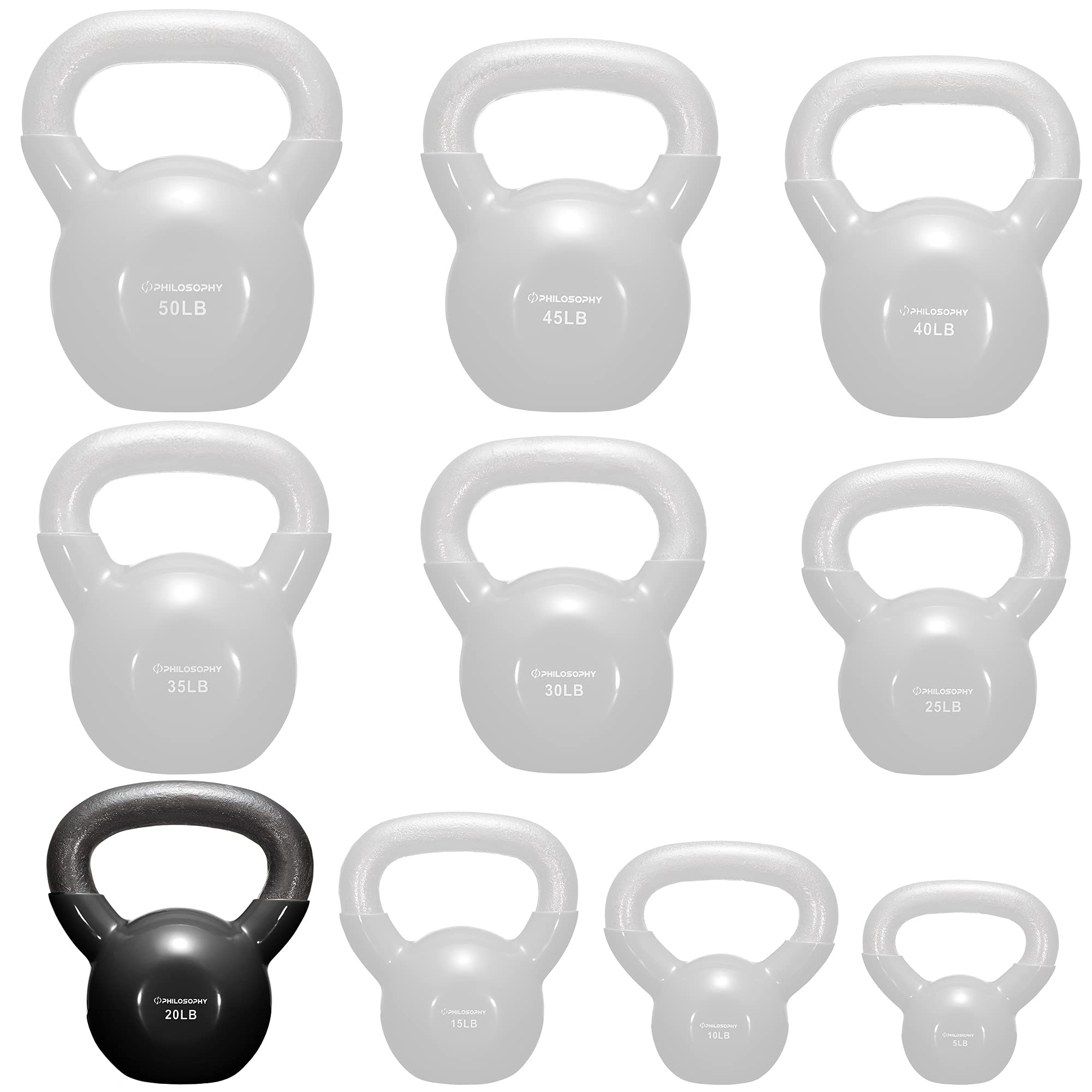 Premium Vinyl Coated Cast Iron Kettlebell Weights for Home Gym & Strength Training - Ideal for CrossFit, HIIT & Functional Fitness Workouts