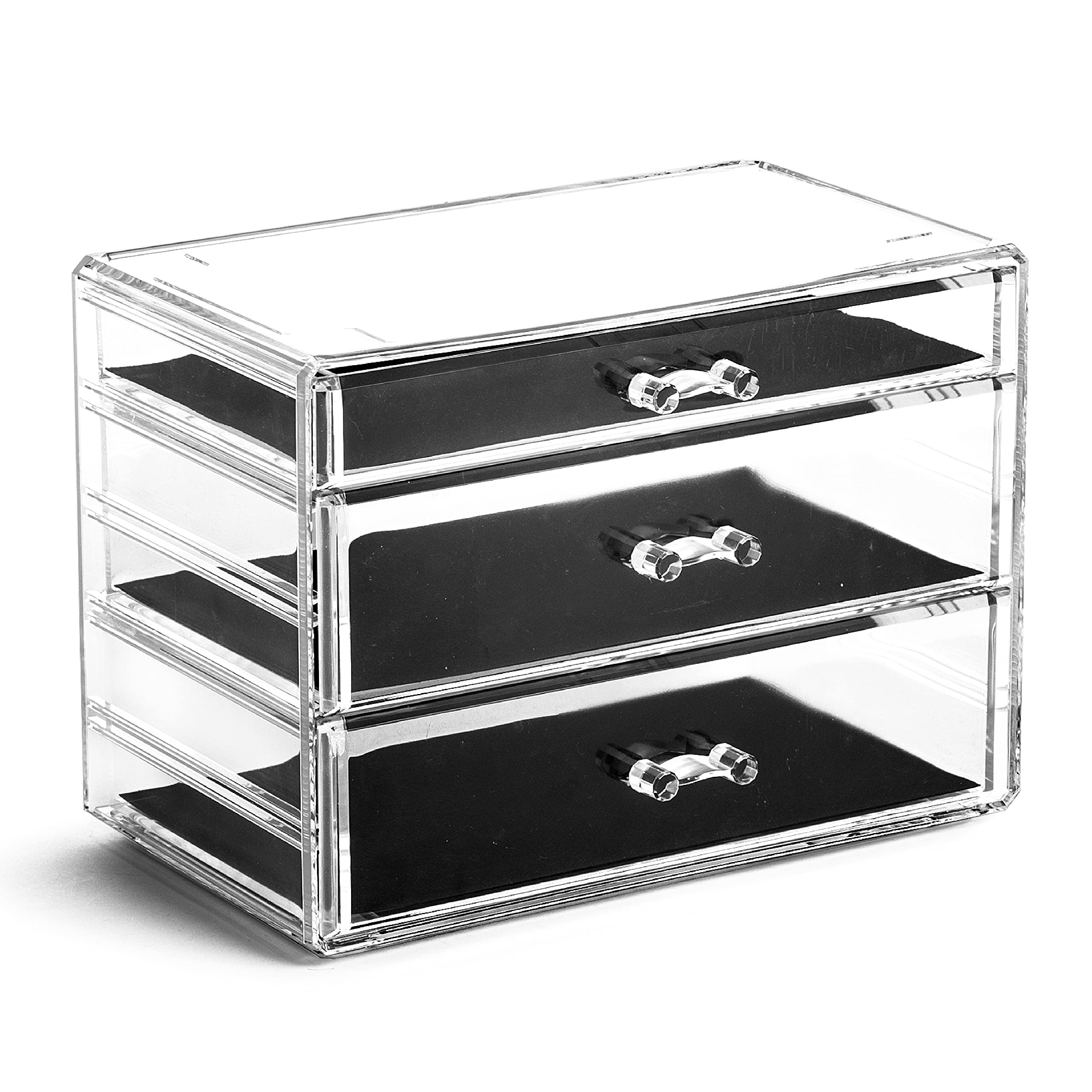 BINO Acrylic Makeup Organizer - 3 Drawers | Clear Vanity Storage for Cosmetics & Jewelry | Home & Bathroom Organization