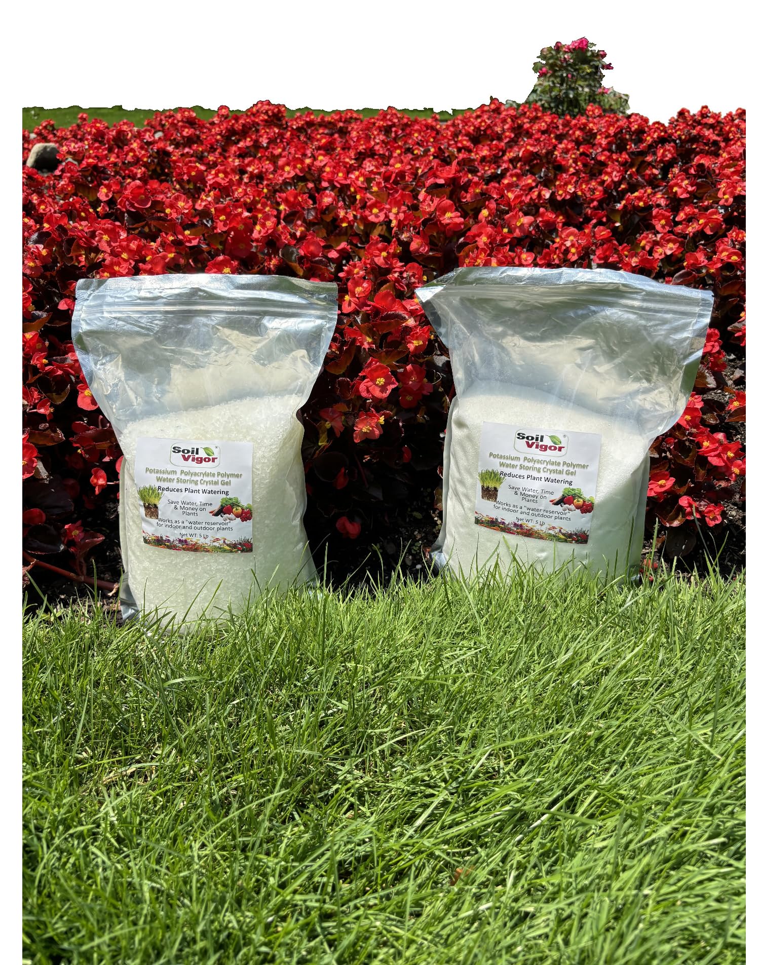 Premium Potassium Polyacrylate Water Absorbing Crystals for Garden Soil - Lasts Up to 7 Years (20 Pack) - Ideal for Drought-Resistant Plants, Flower Beds & Vegetable Gardens