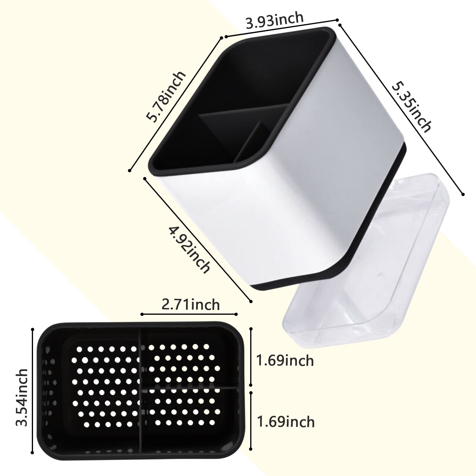 Stainless Steel Utensil Holder & Cutlery Drainer - Sink Caddy for Spoons, Forks, Chopsticks - Kitchen Organizer with Drainage Holes - Perfect for Dish Rack, Countertop Storage & Small Space Organization (Black)