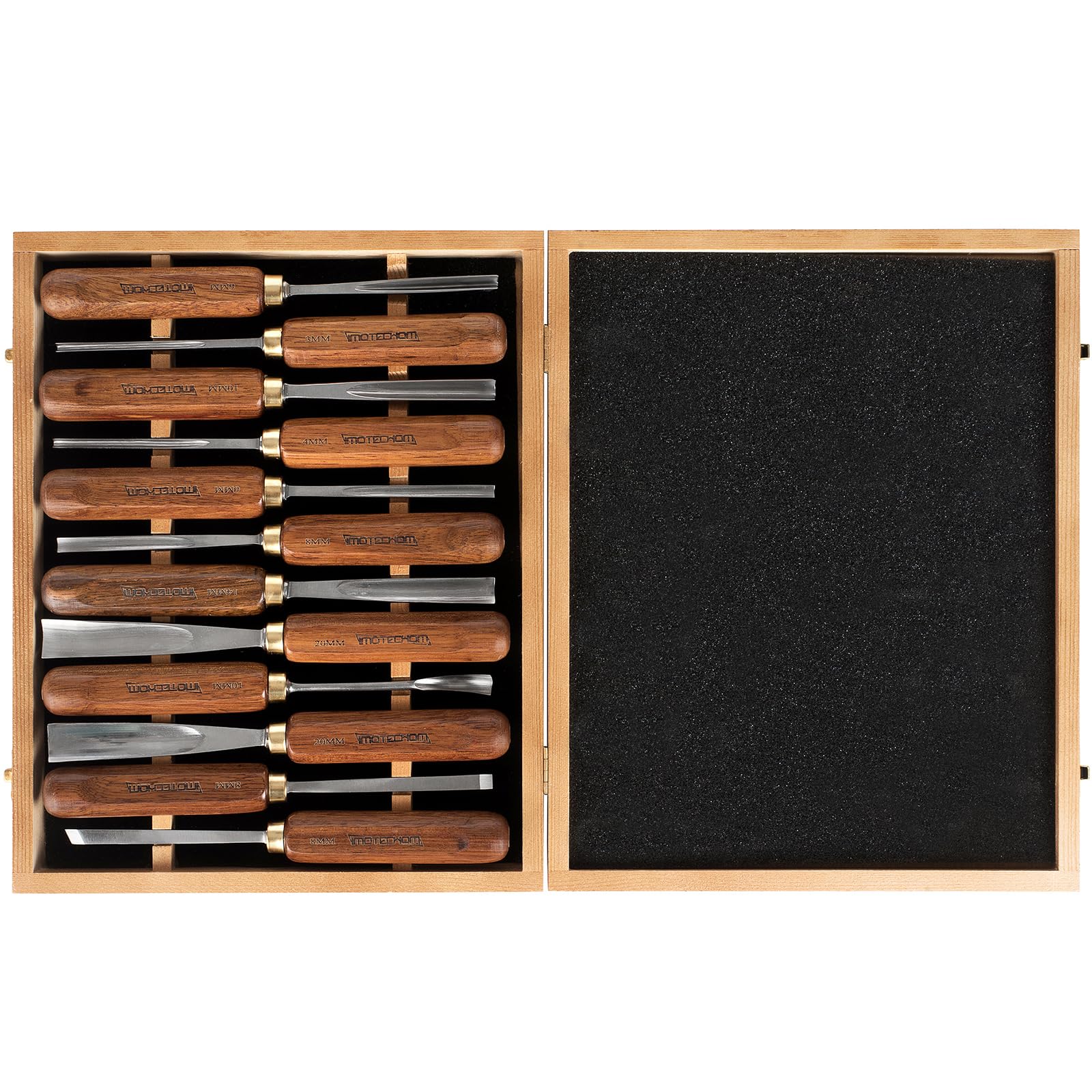 12-Piece Wood Carving Chisel Set with Wooden Box - Premium CR-V 60 Steel Blades for Woodworking, DIY Projects & Home Improvement - Perfect for Carving, Sculpting & Fine Wood Detailing