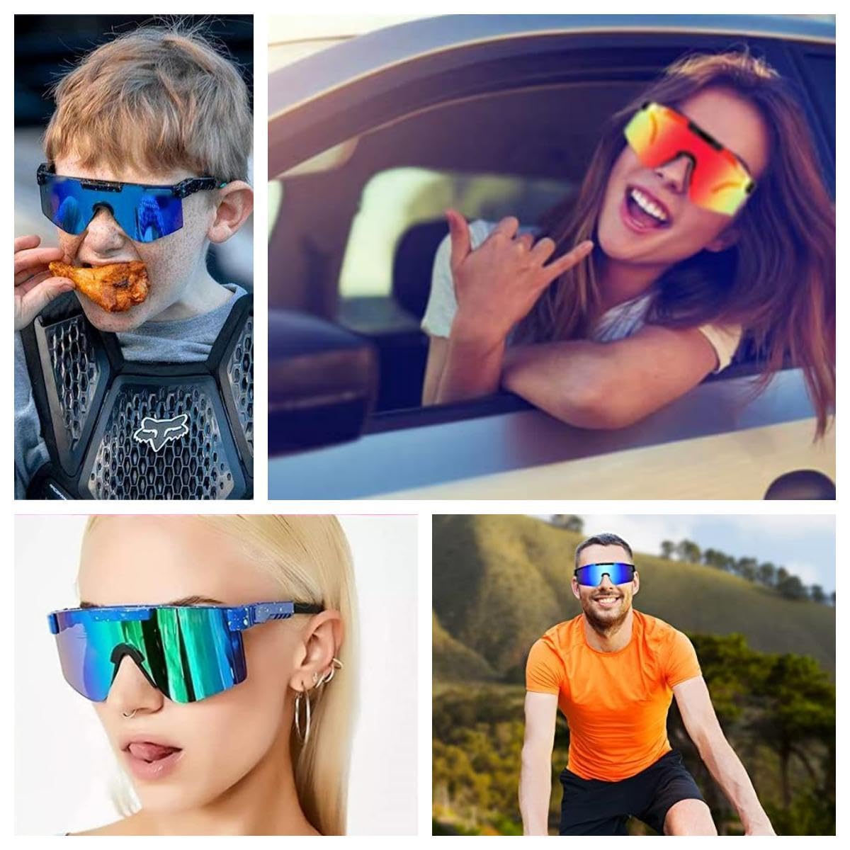 4 Pack Windproof Sport Sunglasses for Winter - UV Protection Cycling & Hiking Goggles for Men Women - Perfect for Outdoor Activities, Running, Skiing & Mountain Climbing