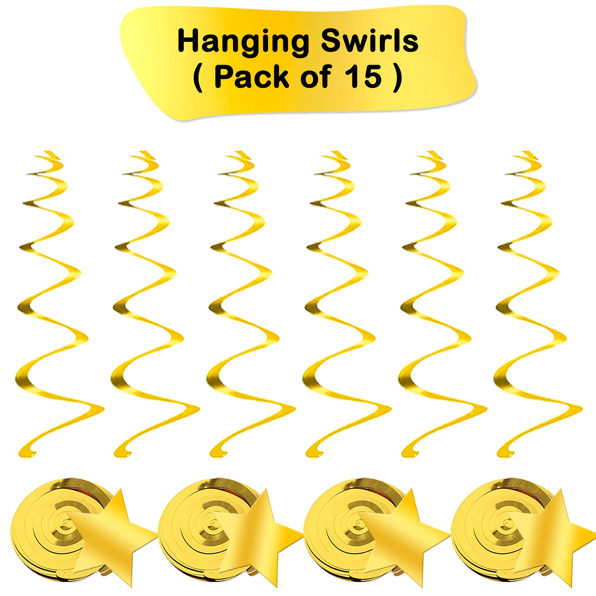 Black Gold Silver Star Hanging Swirls Decorations - 60 Pack Party Supplies for Hollywood, Graduation & Retirement Parties | Premium Ready-to-Use Ceiling Decor for Birthday, Wedding & Special Events
