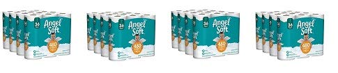 Angel Soft Toilet Paper 36 Mega Rolls (Equivalent to 144 Regular Rolls) - Ultra Soft Bath Tissue, 4-Pack of 9 Rolls Each - Perfect for Home, Office & Bulk Storage