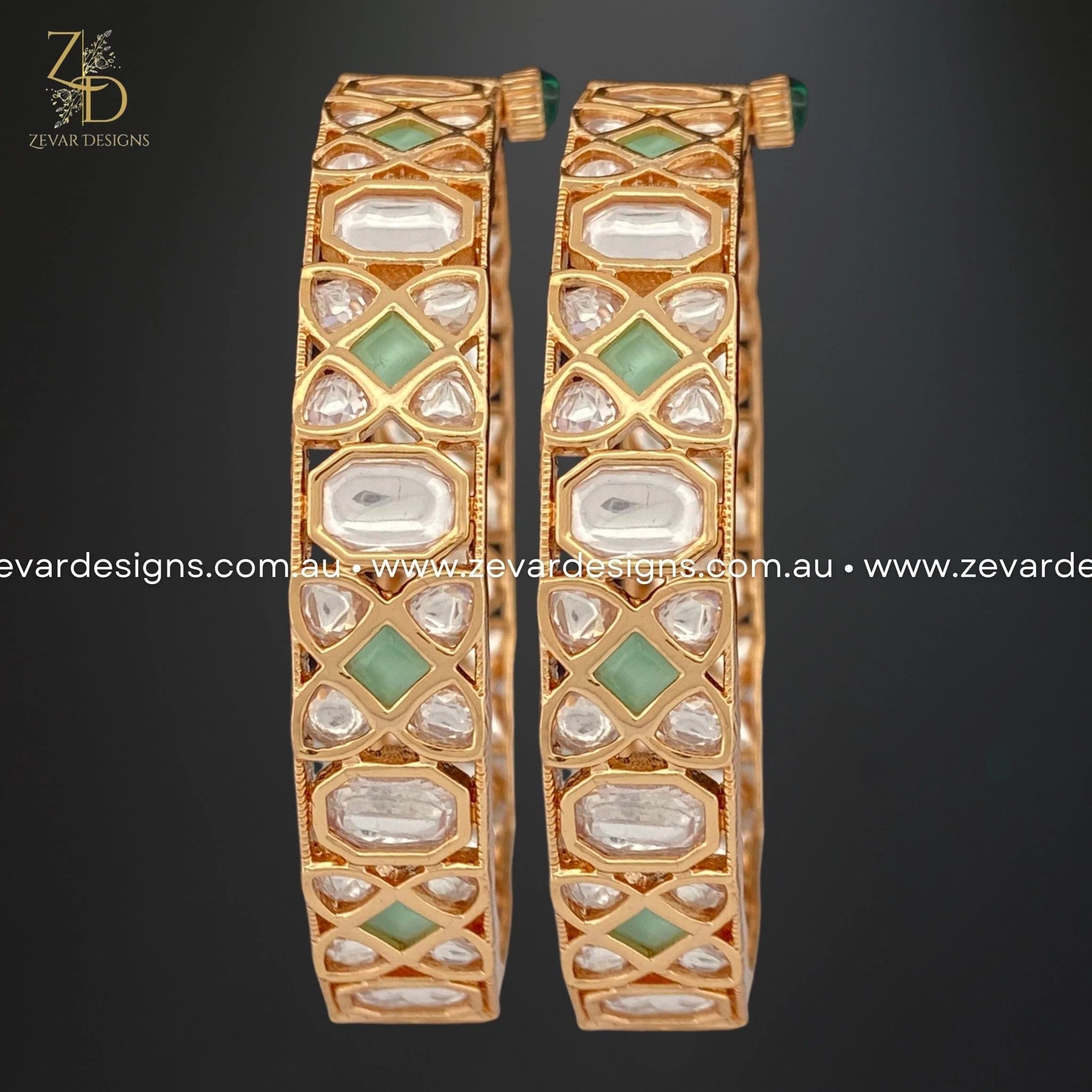 Exquisite Kundan Bangles in Mint Green – Traditional Indian Jewelry for Weddings, Parties & Festive Occasions