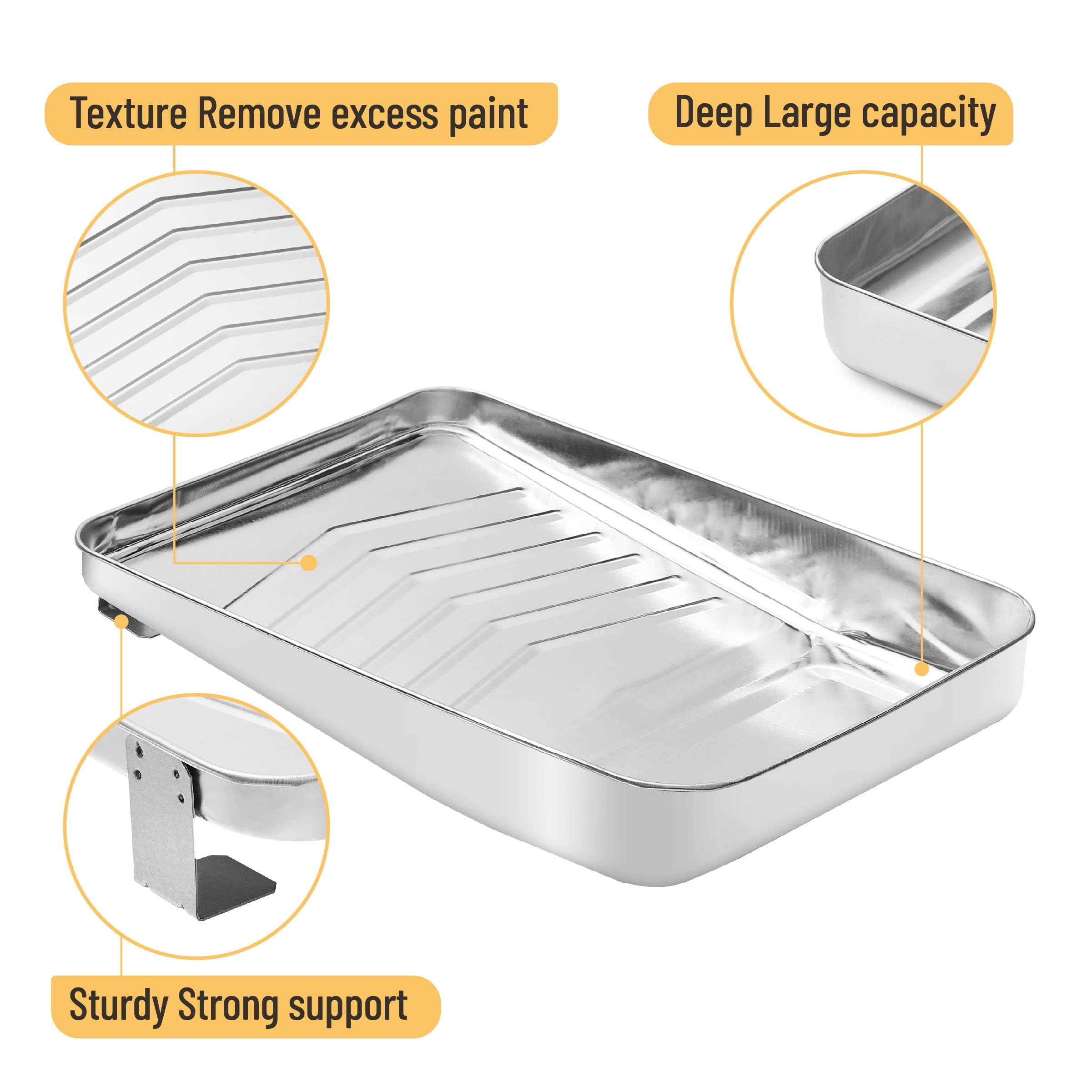 Bates 9 Inch Paint Tray Liner Set - 1 Metal Paint Tray with 20 Disposable Plastic Liners for Walls, Ceilings & DIY Projects - Paint Roller Accessories for Professional & Home Painting