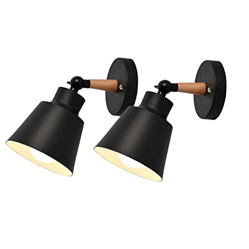 HOREVO Nordic Wall Sconce Light Fixture - Macaron Edison Copper Lamp Holder - E27 Aisle Corridor Lighting - Black Bedside Reading Lamp for Living Room, Bedroom & Hallway