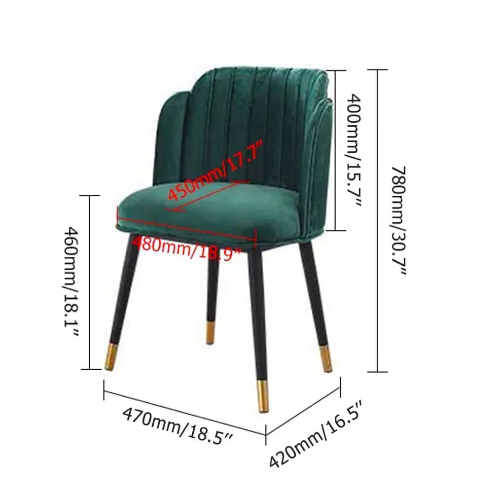 Luxury Green Velvet Upholstered Dining Chairs Set of 2 - Mid Century Modern Wooden Armchairs for Dining Room, Kitchen, or Home Office - Comfortable & Stylish Seating Solution