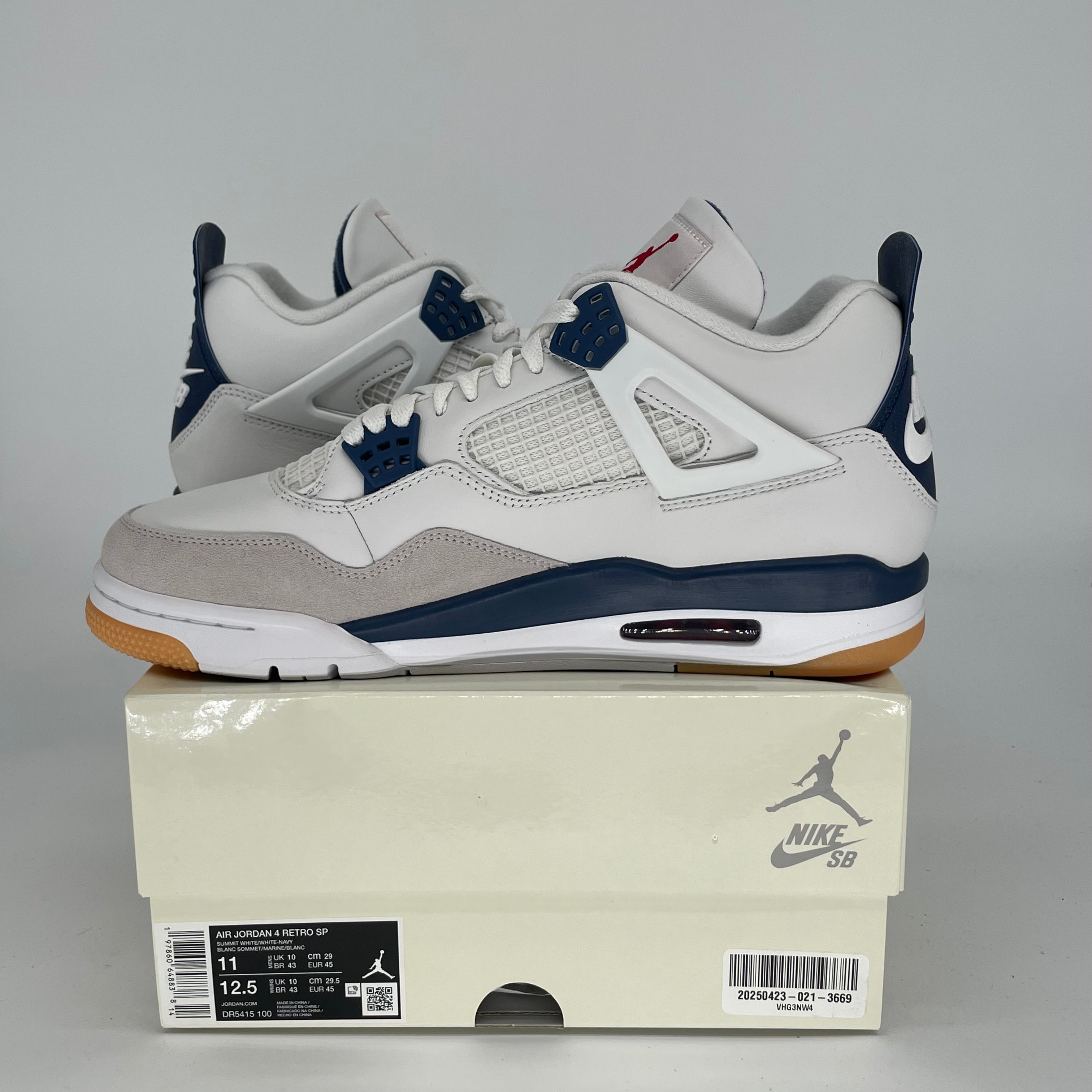 Original Air Jordan 4 SB Navy Blue Men's Basketball Shoes Size 11 DR5415 - Authentic Retro Sneakers for Streetwear, Skateboarding & Casual Fashion