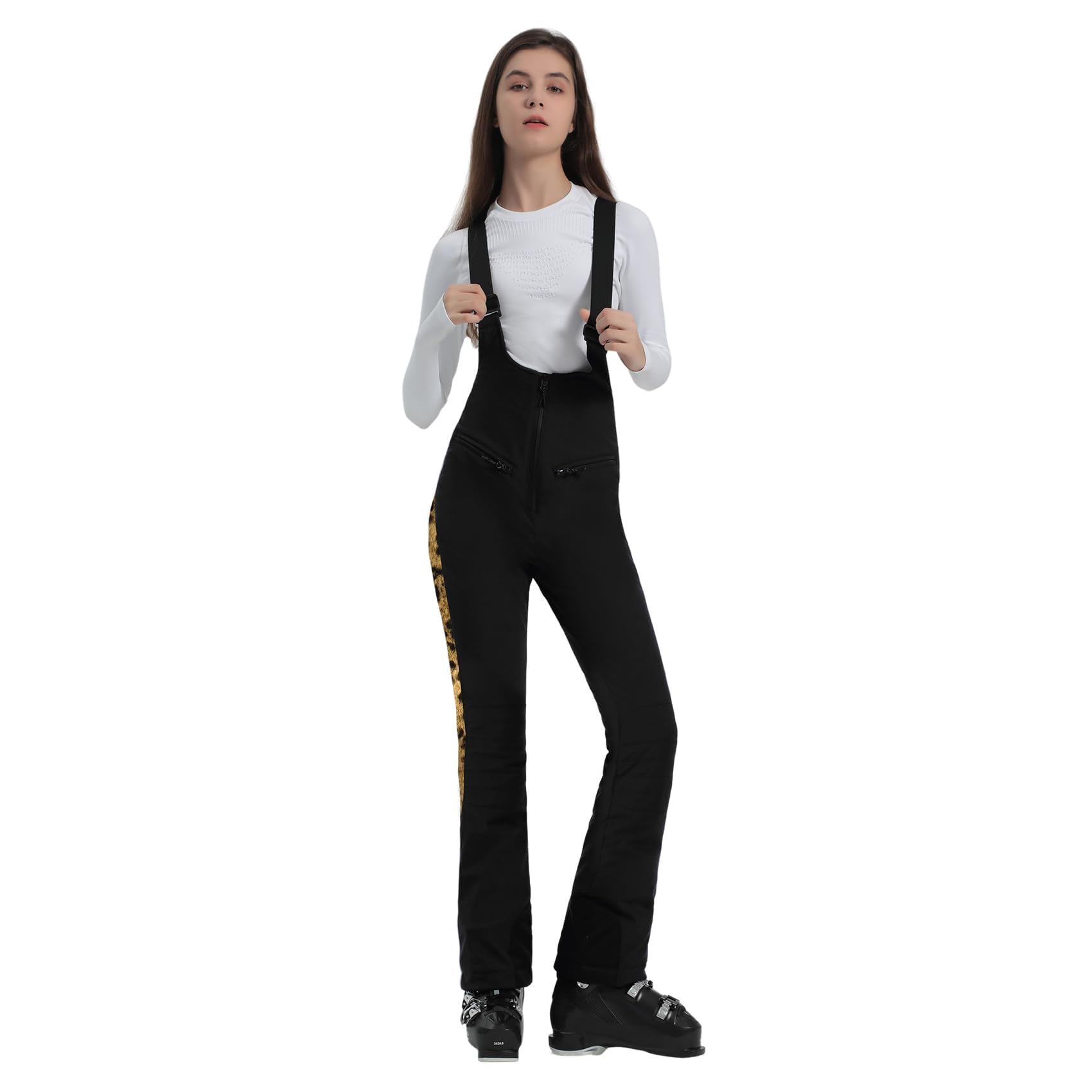 GSOU SNOW Women's Ski Bib Overalls - Insulated Waterproof Snow Pants for Skiing & Snowboarding - Windproof Winter Thermal Pants for Cold Weather - Perfect for Ski Resorts, Mountain Adventures & Outdoor Activities