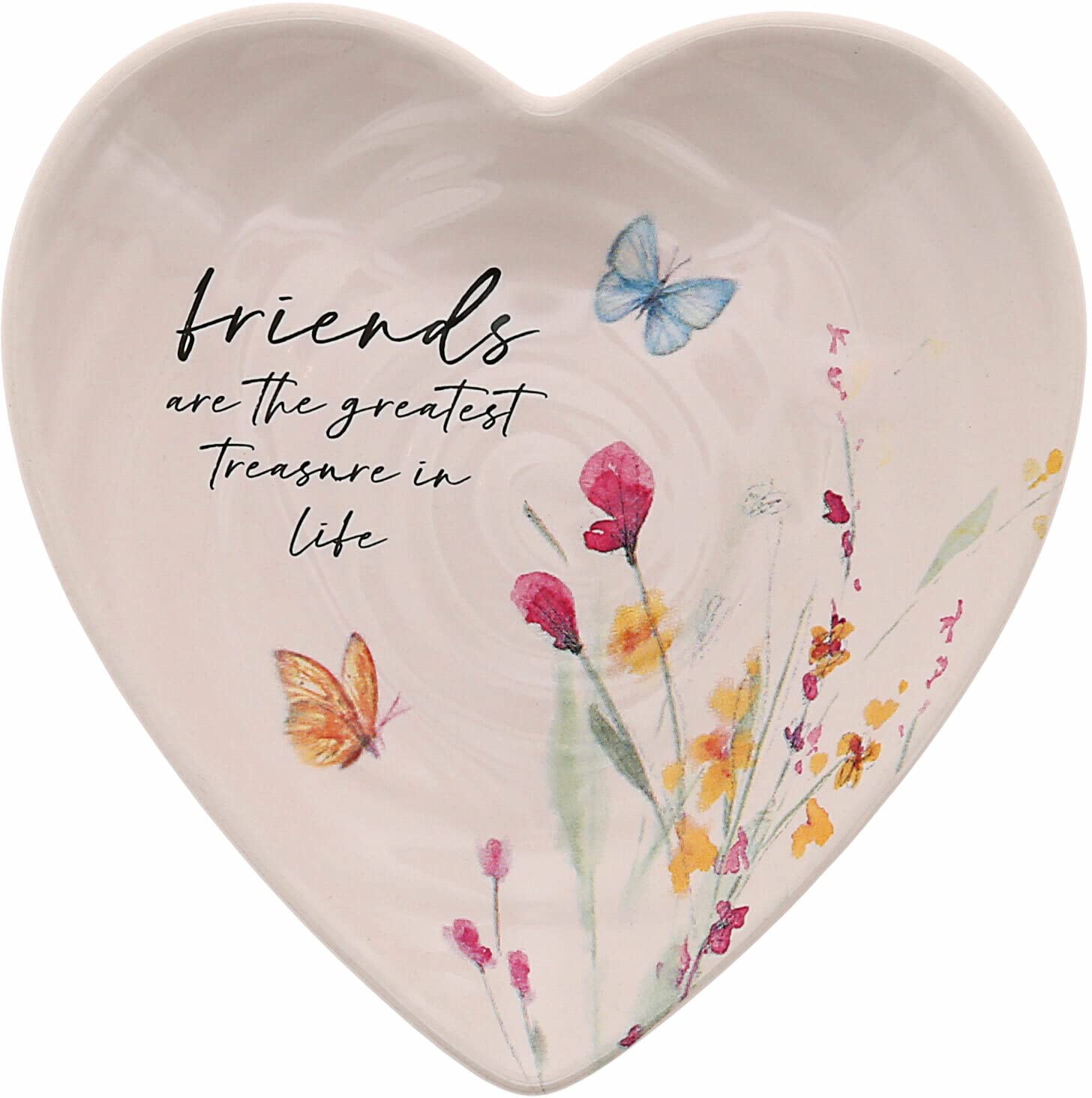 Ceramic Heart-Shaped Keepsake Dish with Watercolor Floral Design - Valentine's Day Gift for Girlfriend, Unique Friendship Gift, Jewelry & Ring Holder - Perfect for Home Decor, Wedding Favors, and Anniversary Presents