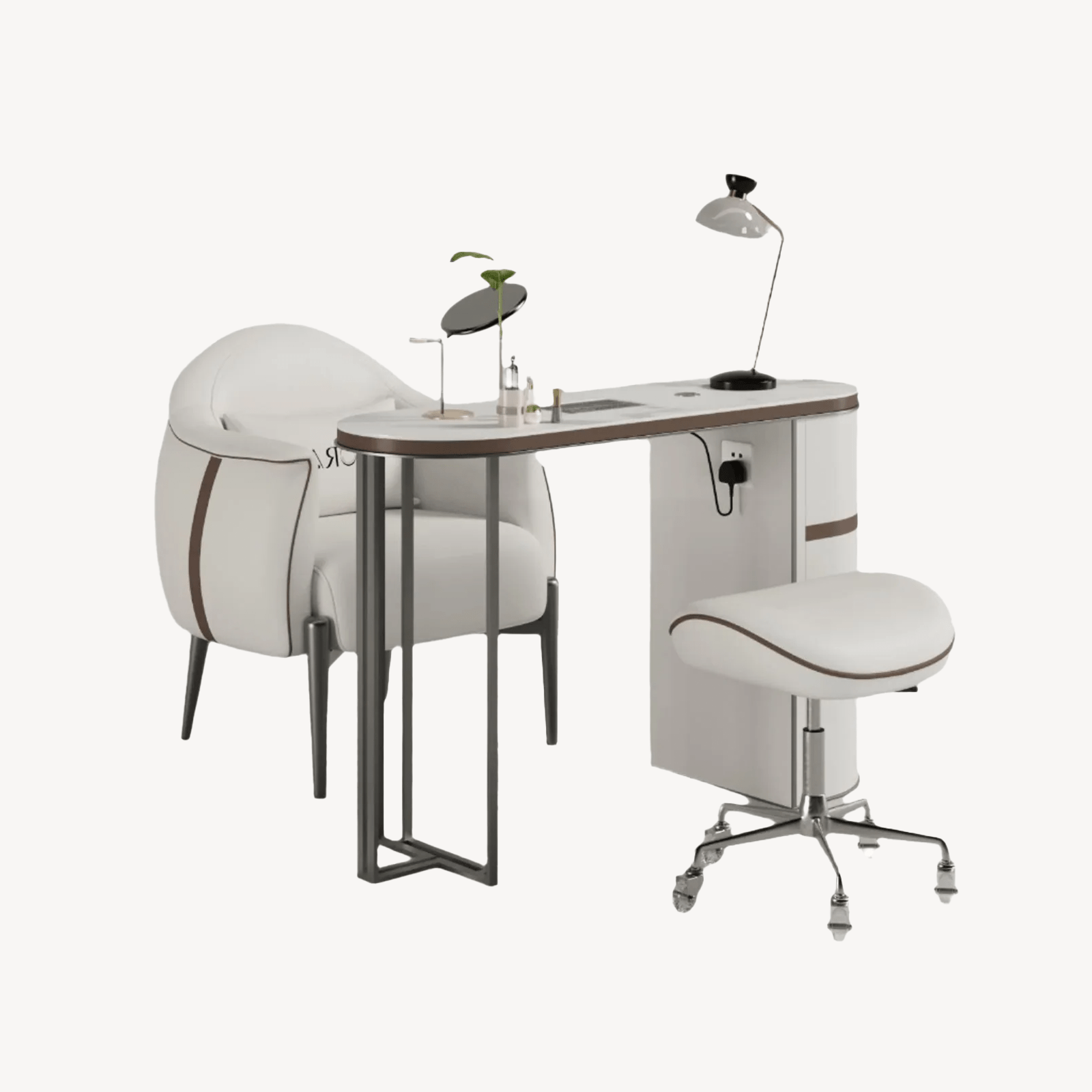 Professional GLORALL Manicure Table Set with Adjustable Chair & Stool TR1802 - Complete Salon Nail Station for Pedicures, Manicures & Spa Treatments
