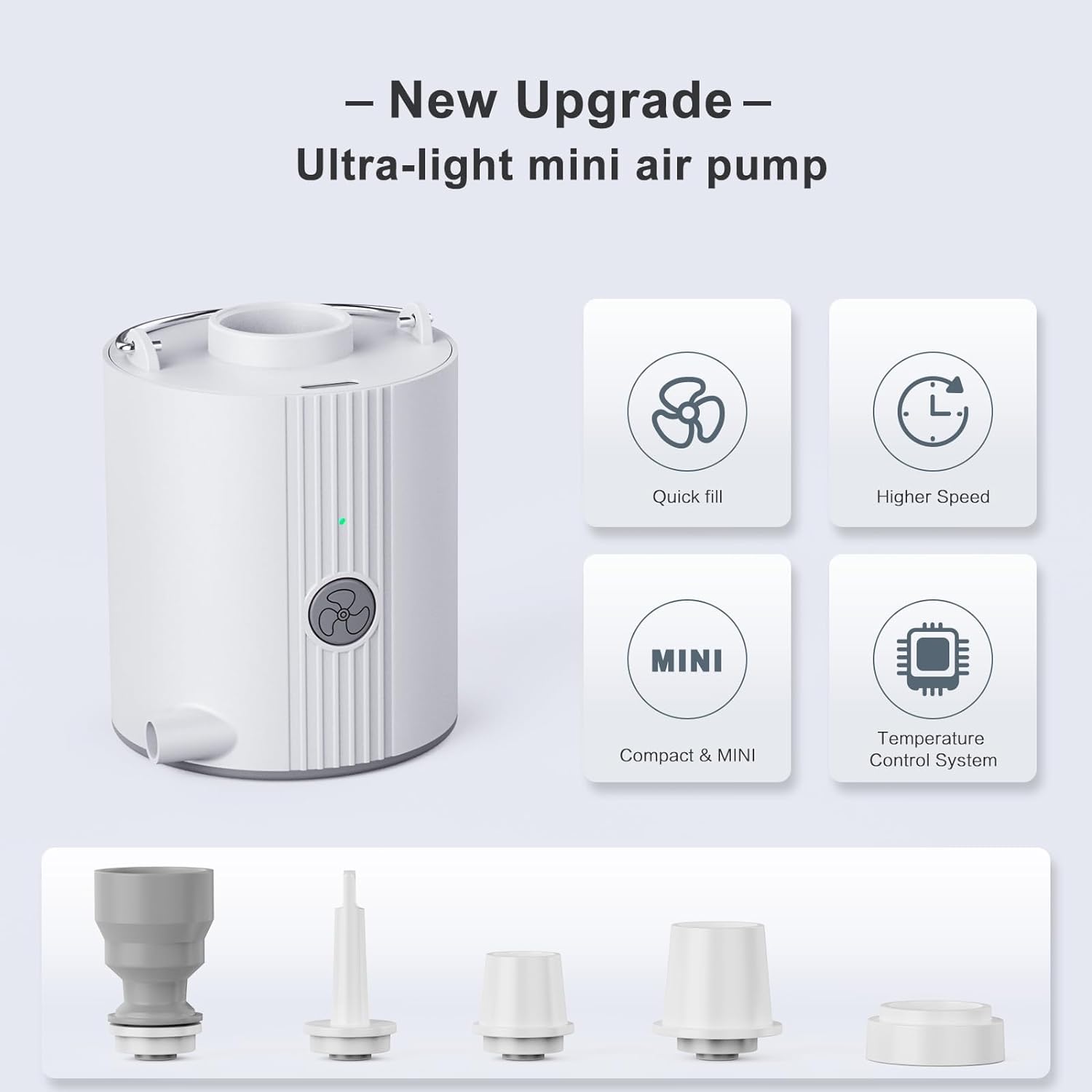 Ultra-Fast USB Rechargeable Air Pump for Inflatables - 1600mAh Battery Portable Pump for Air Mattress, Pool Floats, Swimming Rings & More | Perfect for Camping, Travel & Home Storage