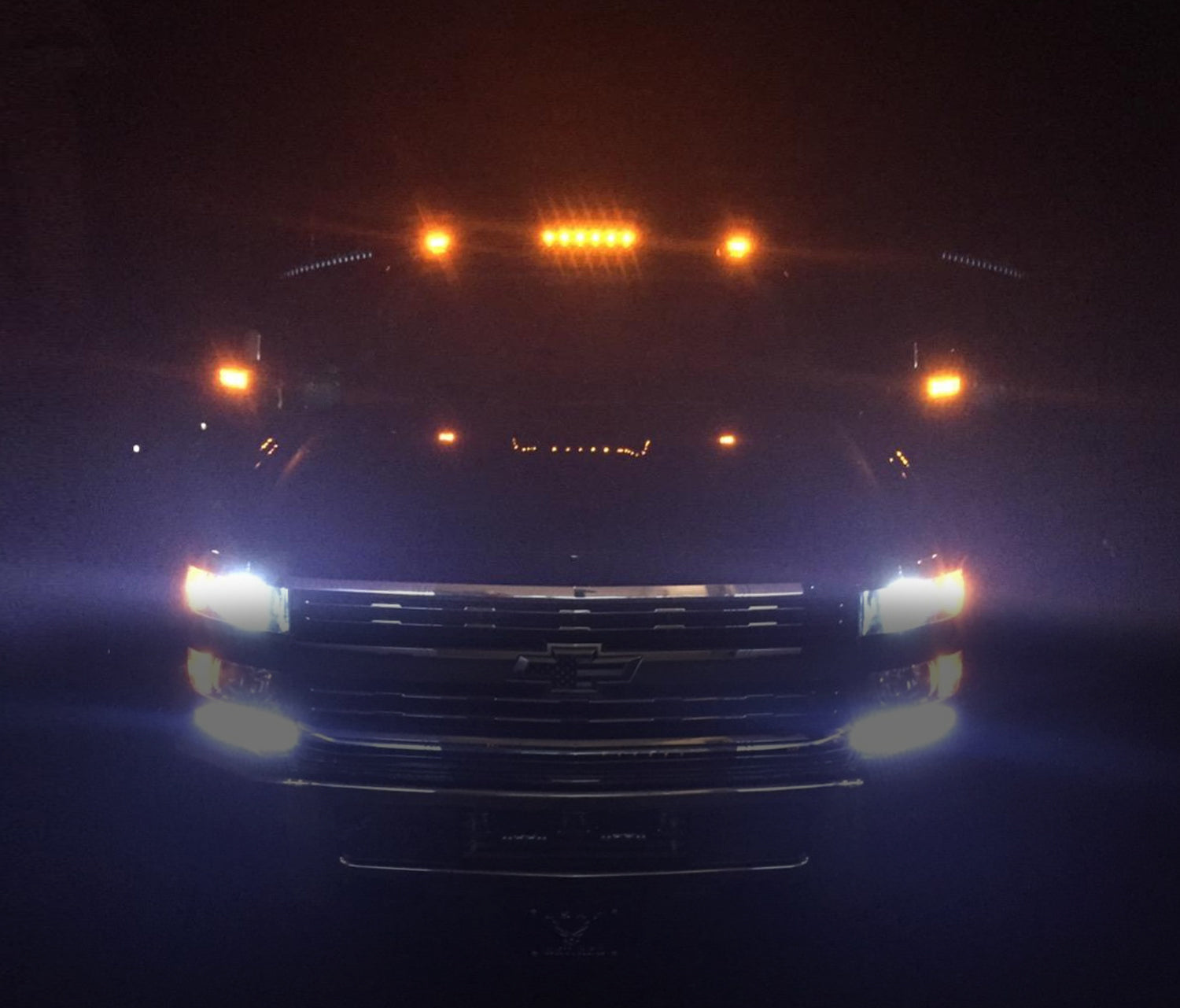 3-Piece Smoke Amber Dotted LED Cab Roof Light Kit - Compatible with 2007-2014 Chevy Silverado/GMC Sierra HD Trucks - OEM Spec Off-Road Lighting for Enhanced Visibility & Style
