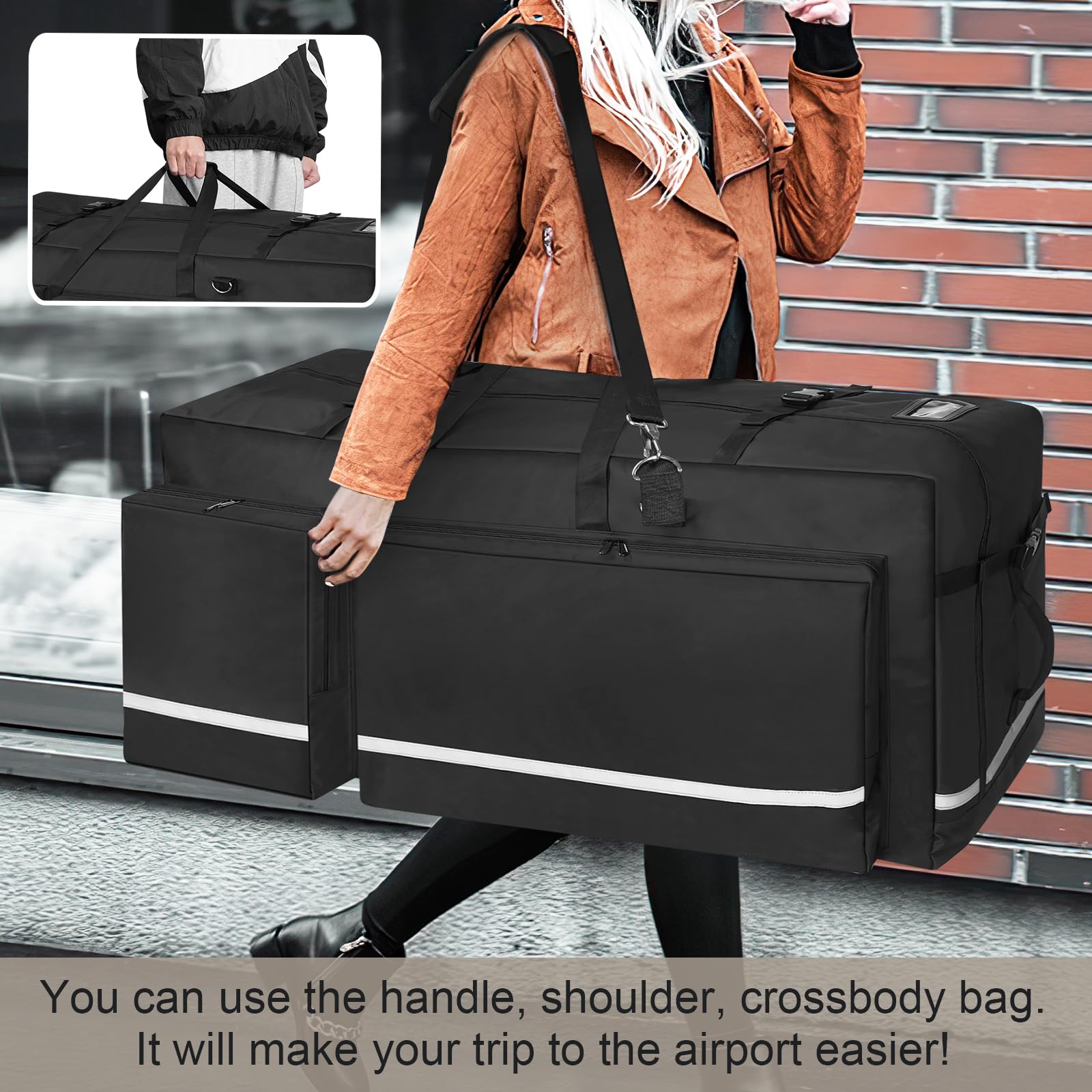 ORKELS Large Stroller Travel Bag - Durable Storage Carrier for Standard, Single, Double & Jogger Strollers - Padded Handles & Adjustable Shoulder Strap - Airplane Gate Check Approved (Black) - Perfect for Air Travel, Road Trips & Daily Storage