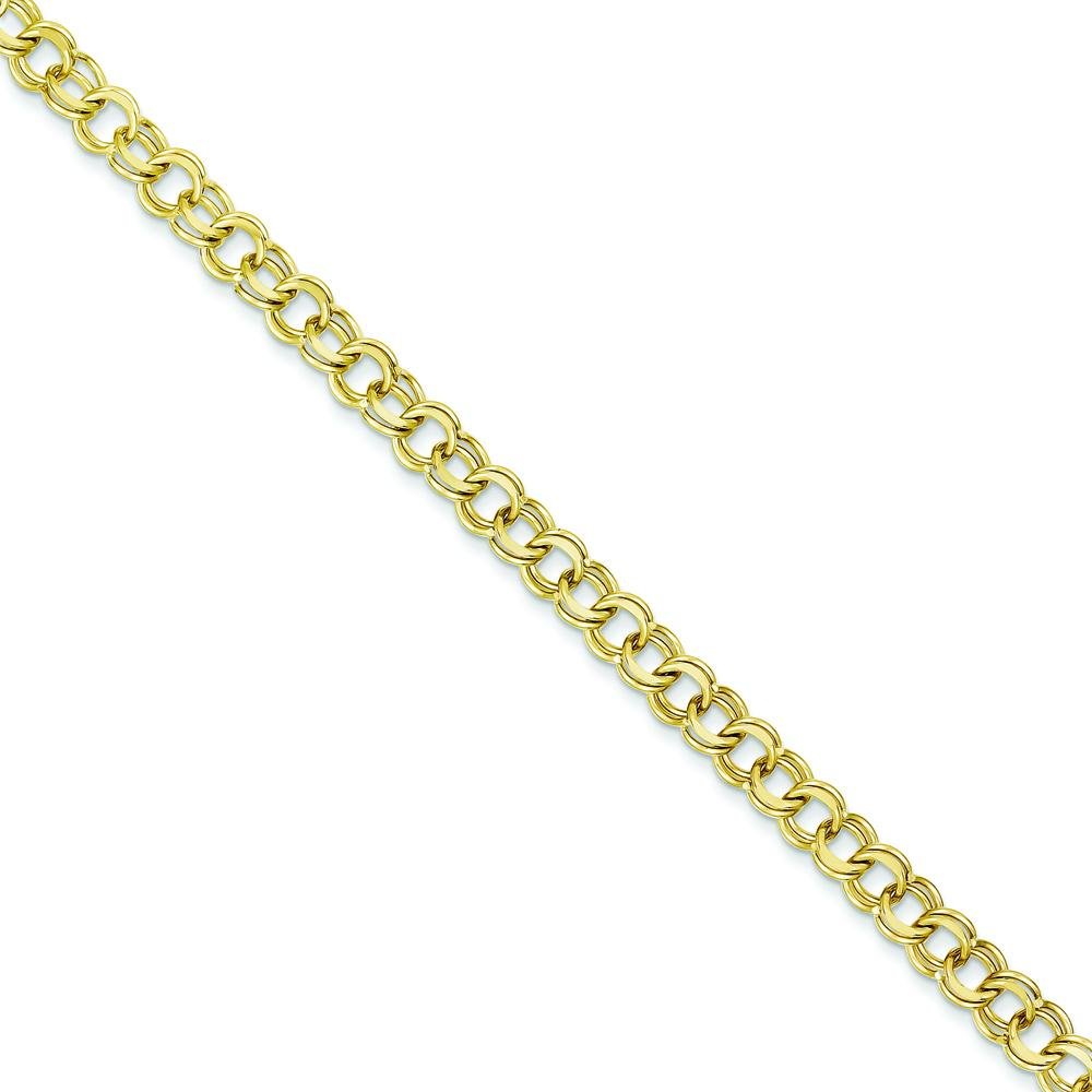 FindingKing 10K Gold Double Link Charm Bracelet 8