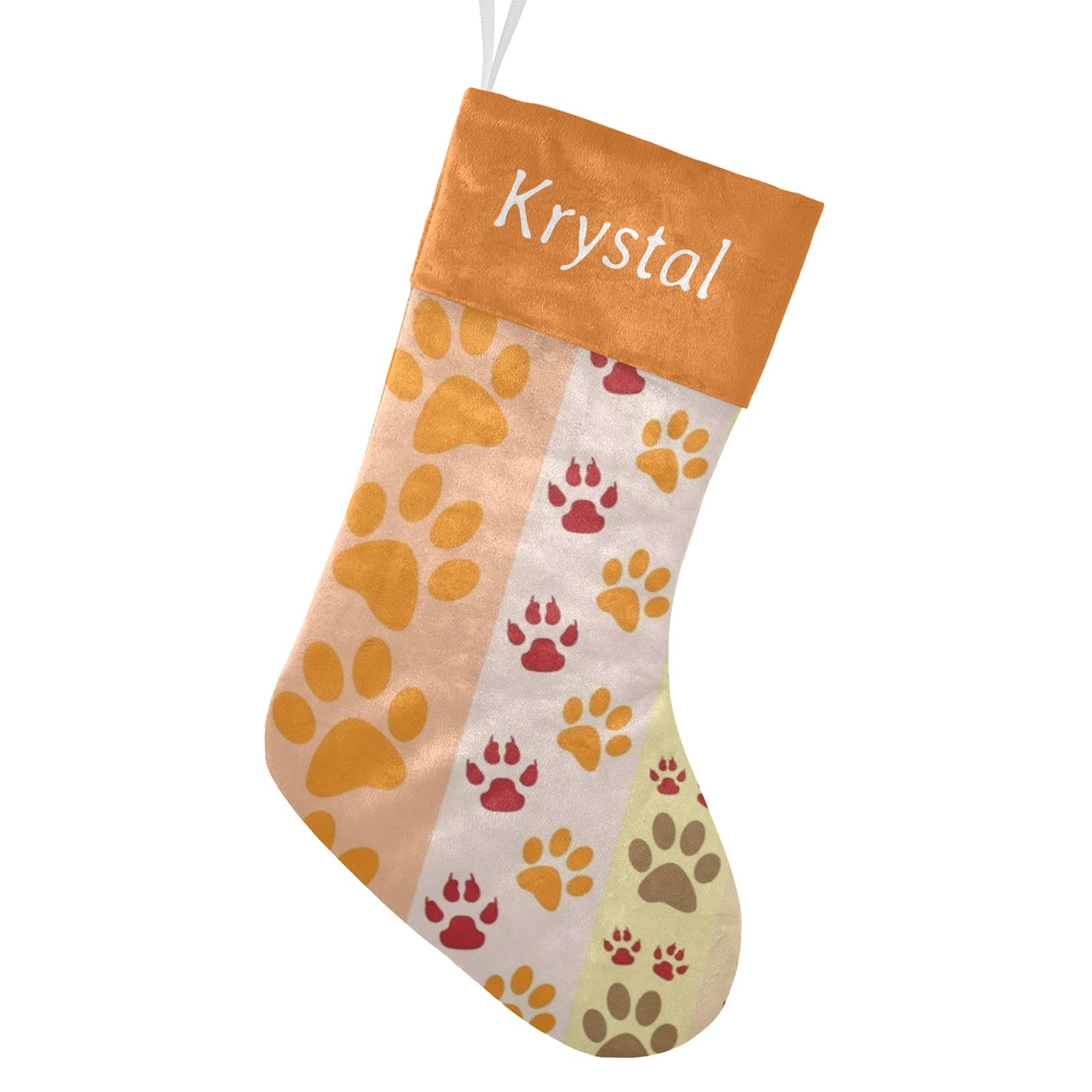 Personalized Christmas Stockings for Dogs - Cute Paw Print Pet Stocking with Custom Name, Holiday Gift for Puppies (17.52 x 7.87 Inch) - Perfect for Pet Lovers & Christmas Decorations