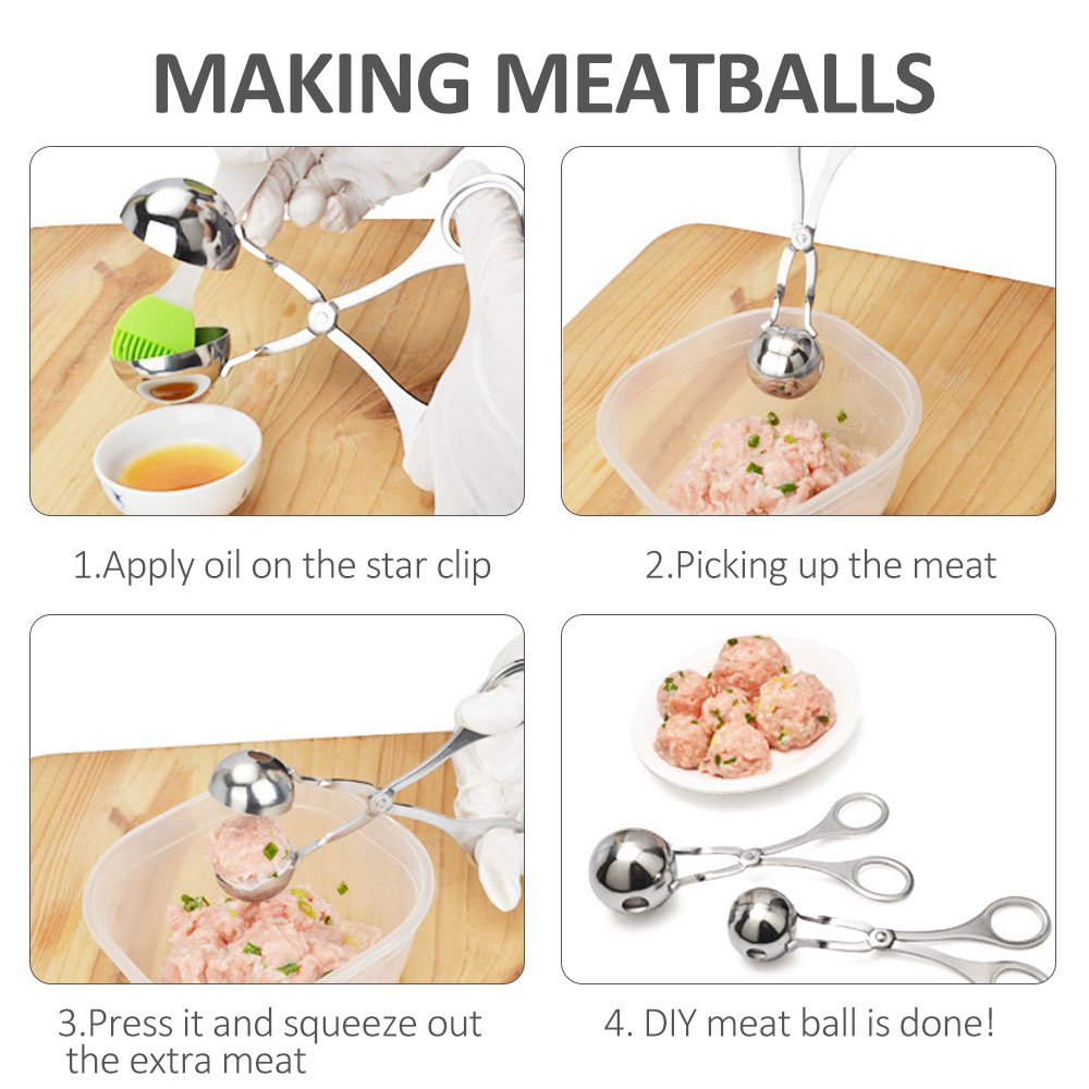 Stainless Steel Meatball Scoop - Non-Stick Dough & Cookie Maker Tool for Rice, Meat & Baking | Perfect for Homemade Meatballs, Cookies & Food Prep