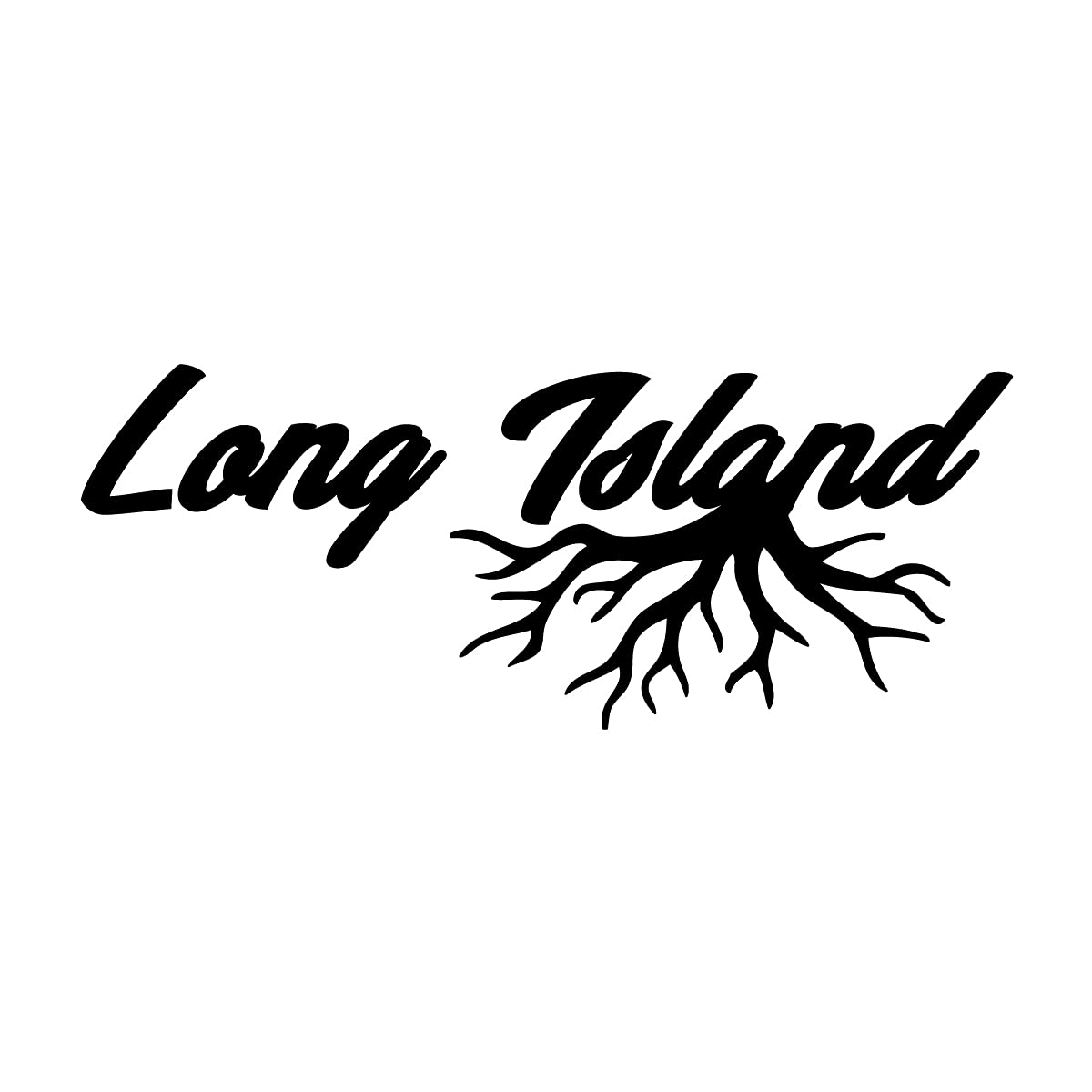 Long Island New York Roots Hometown City 6-Inch Black Vinyl Decal - Milk Mug Design for Home Decor, Office & Car Window Stickers