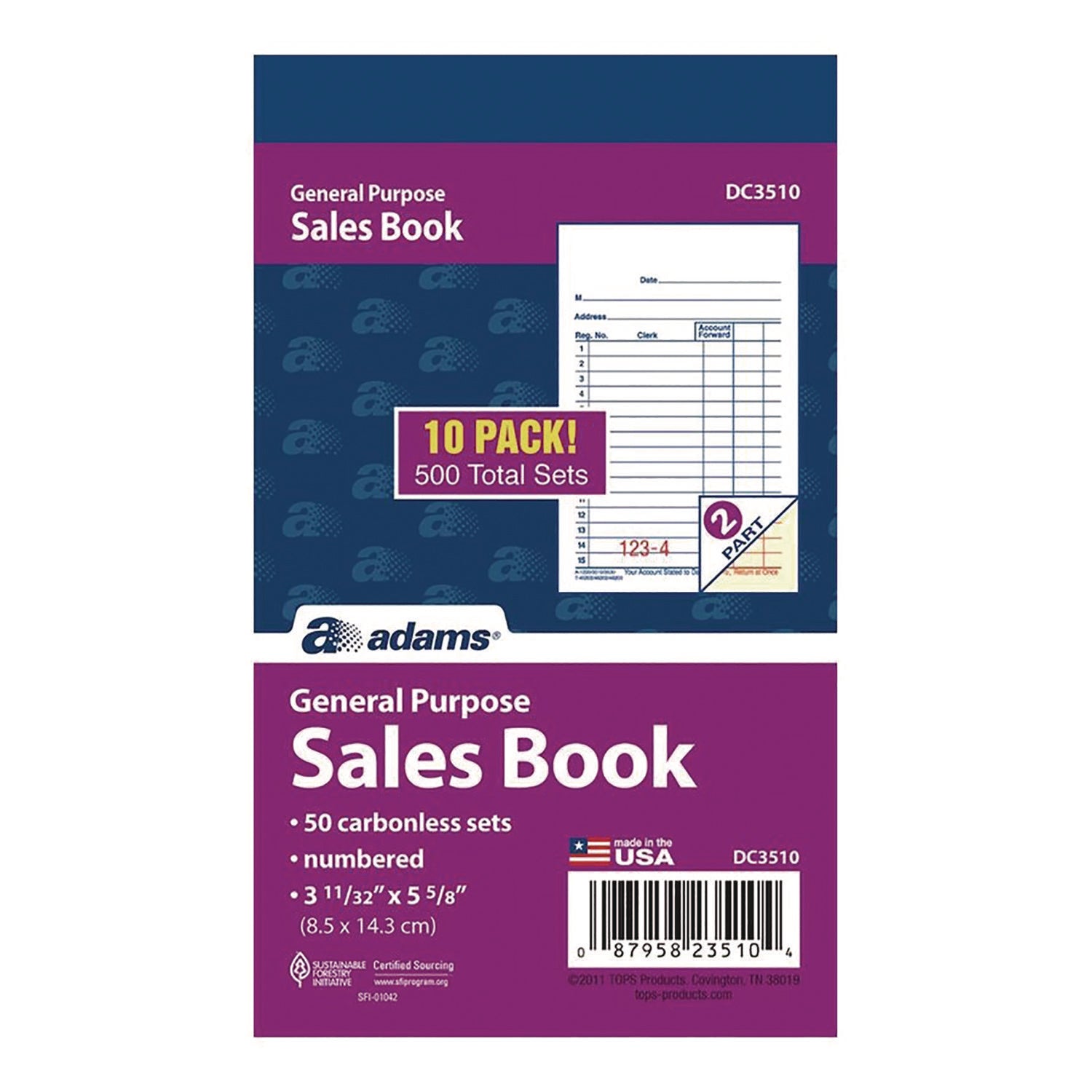 Adams® Multipart General Purpose Carbonless Sales Pad - 2-Part, 3.34