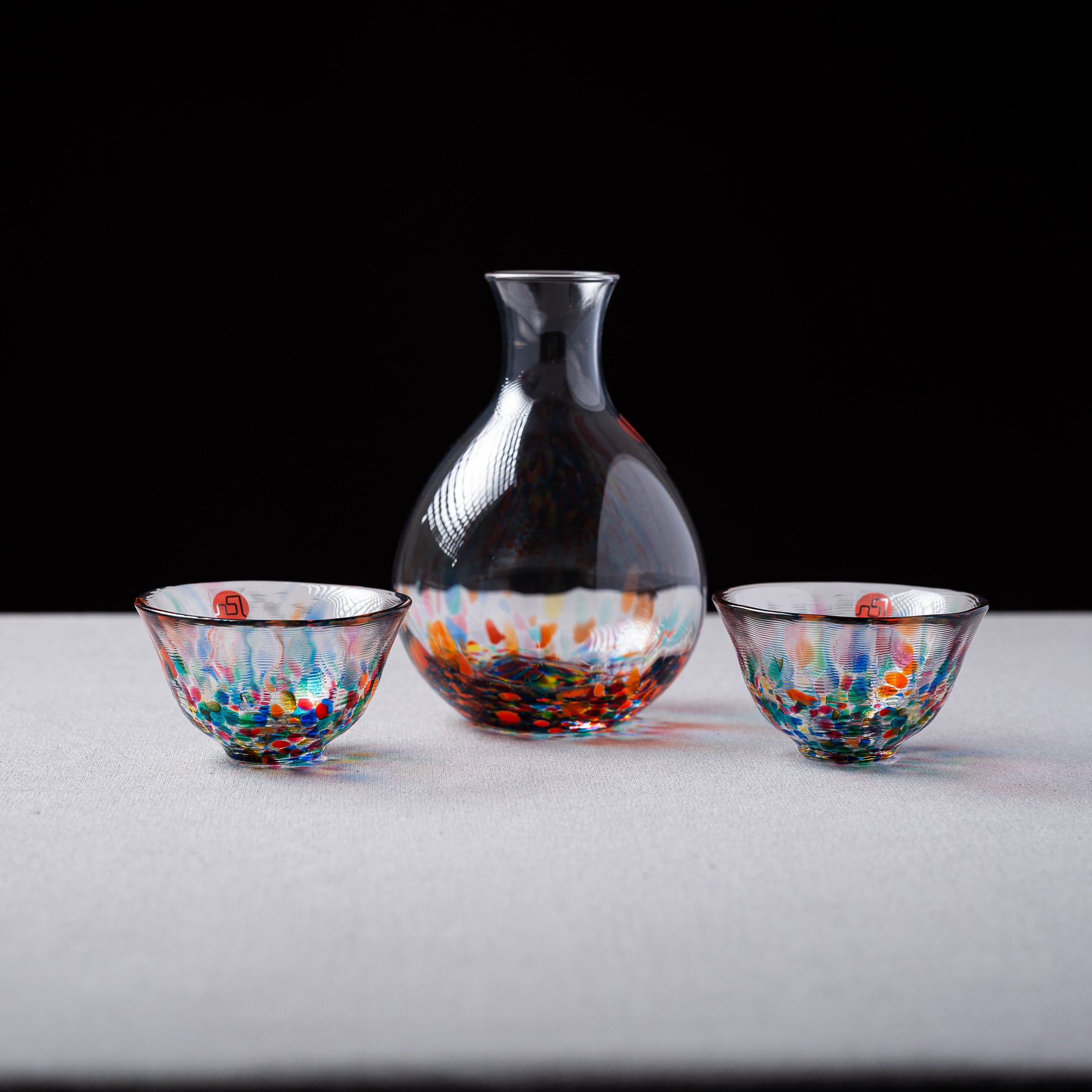 Premium Japanese Vidro Tsugaru Glass Sake Set with Nebuta Design - Elegant Drinking Cups for Sake, Wine or Cocktails - Perfect for Dinner Parties, Gifts & Japanese Cultural Events
