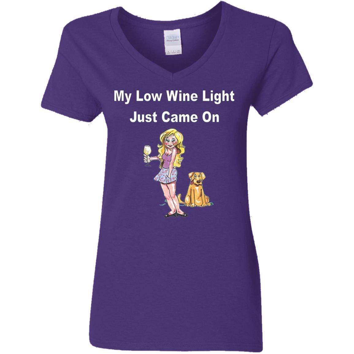 Low Wine Light Ladies V-Neck T-Shirt - 5.3 oz Comfortable Women's Tee for Casual Wear, Wine Tasting & Girls Night Out