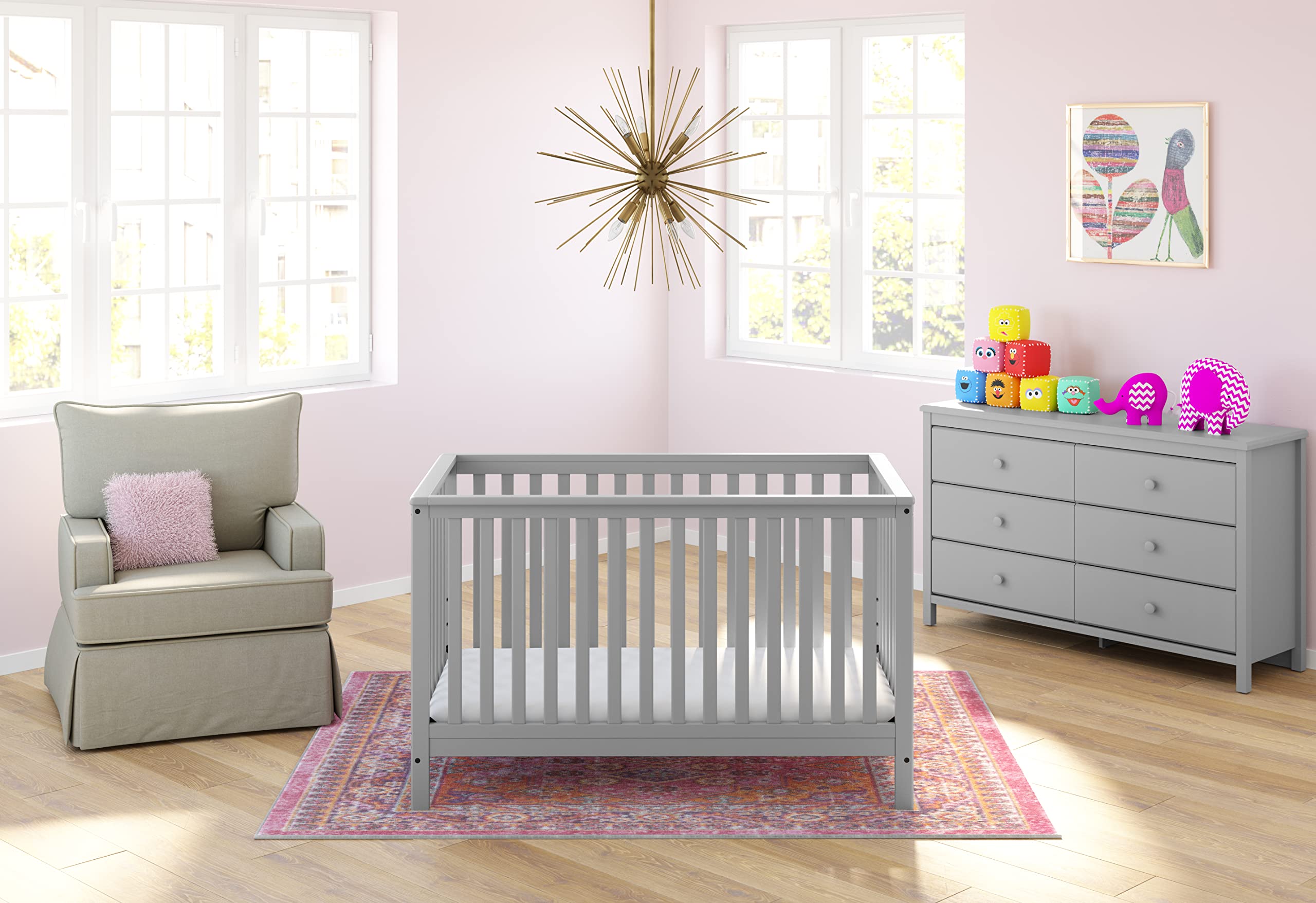 Storkcraft Alpine 6-Drawer Double Dresser in Pebble Gray - GREENGUARD Gold Certified Nursery Dresser for Kids | Baby Room Storage Organizer & Bedroom Chest of Drawers | Perfect for Toddler Bedroom Organization and Baby Clothes Storage