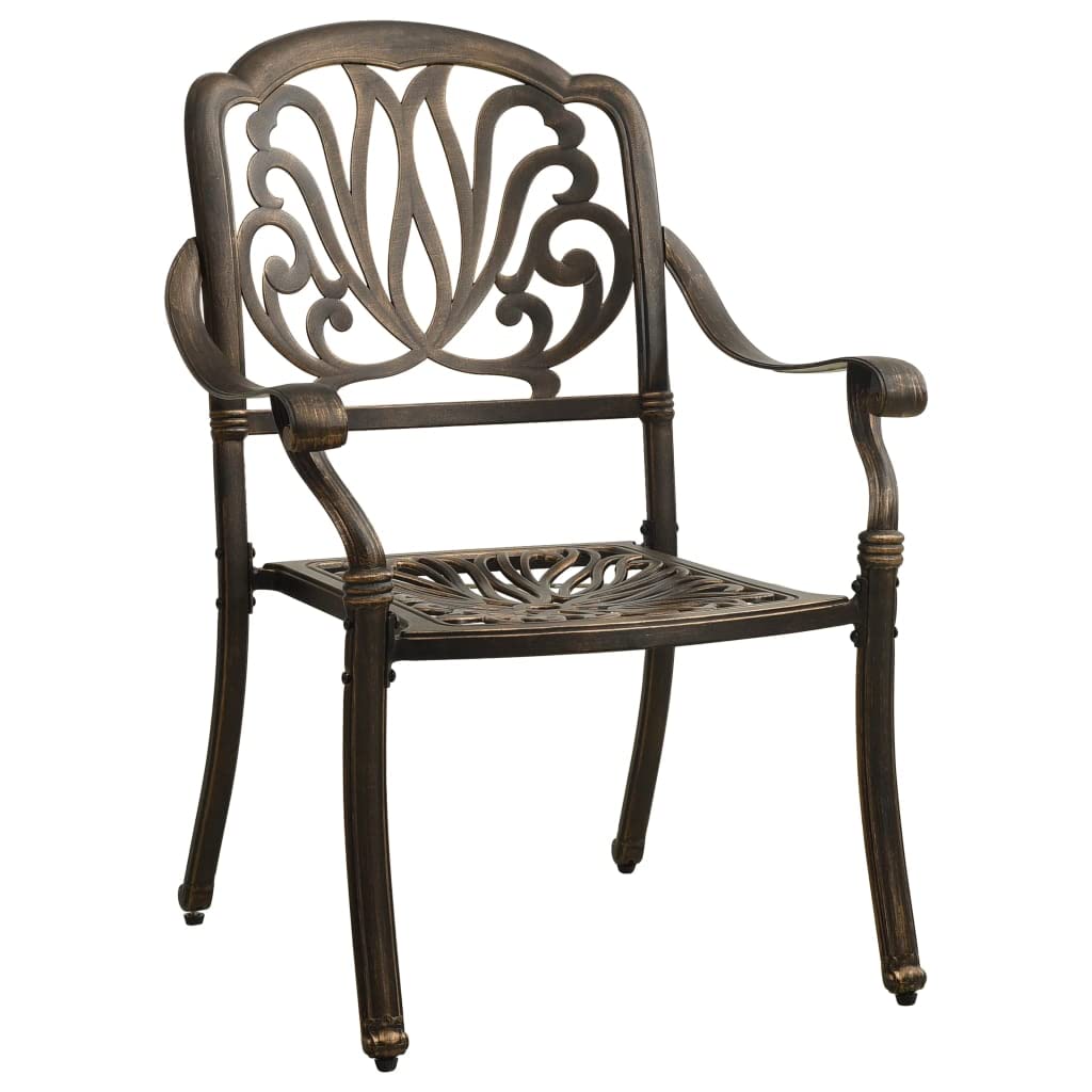 vidaXL 5-Piece Bronze Bistro Set - Durable Cast Aluminum Outdoor Dining Furniture for Patio, Garden, or Backyard with Umbrella Hole | Perfect for Outdoor Entertaining & Relaxation