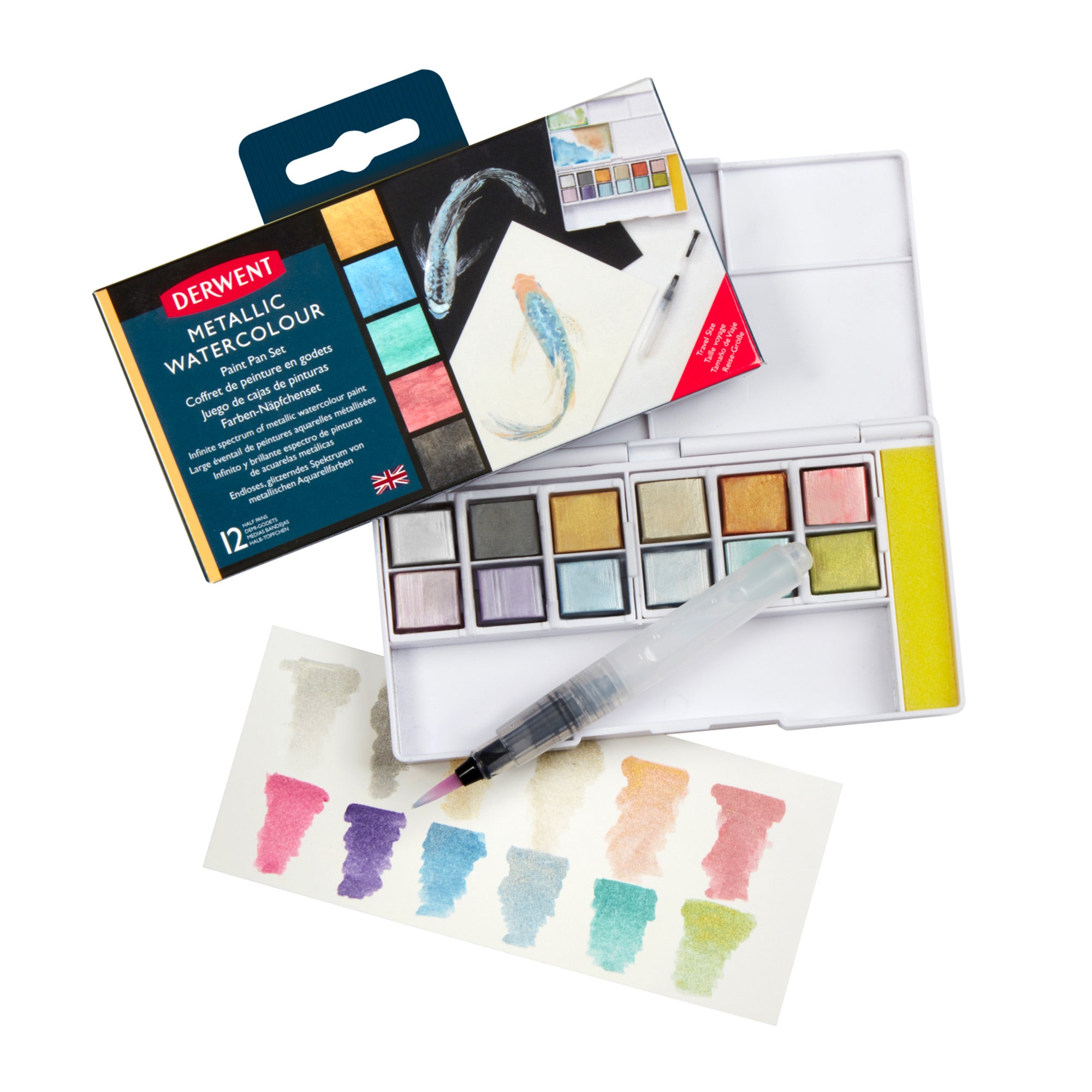12-Piece Metallic Watercolor Paint Pan Set - Vibrant Shimmering Colors for Artists, DIY Crafts, Scrapbooking & Home Decor Projects