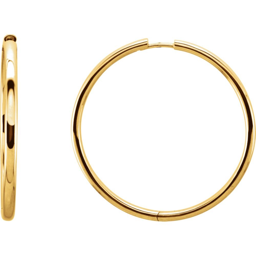Jewels By Lux 14K Yellow Gold 24mm Hinged Hoop Earrings for Women - Elegant Everyday & Special Occasion Jewelry