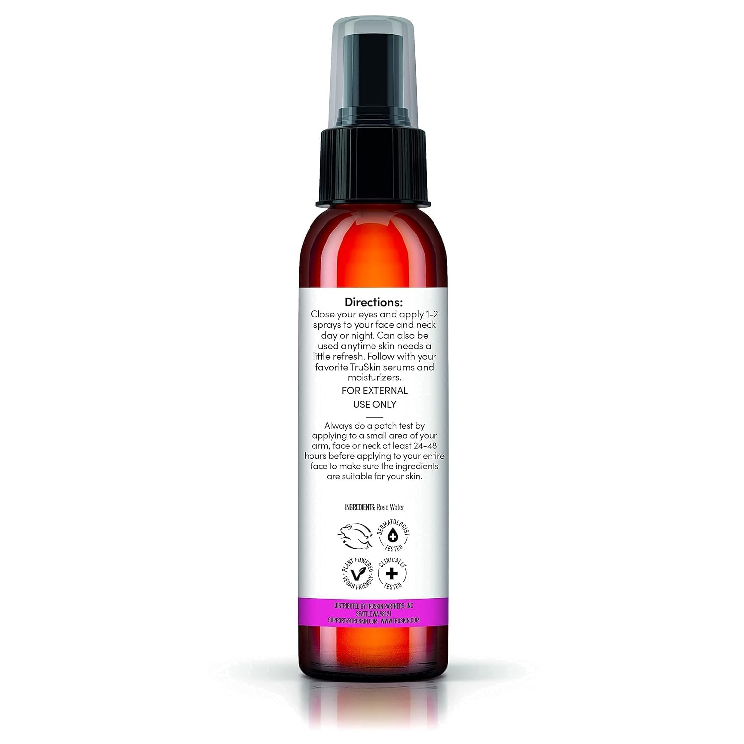 TruSkin Rose Water Facial Toner – 100% Pure Rose Water Hydrating & Revitalizing Toner for Balanced Skin – Refines Pores & Enhances Complexion – 4 fl oz – Perfect for Daily Skincare Routine & Post-Workout Refresh