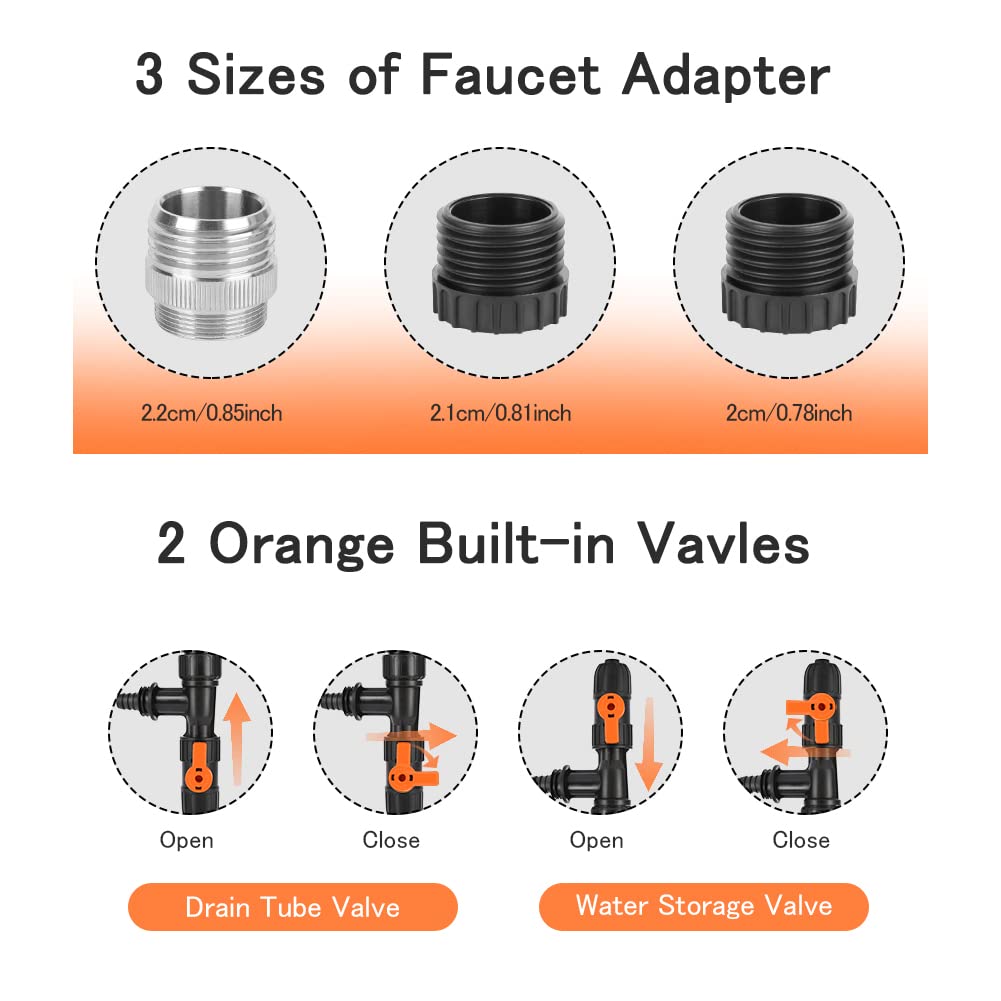 WIOR 3-Piece Aquarium Water Changer Kit with 2 Faucet Nozzle Connectors - Fish Tank Cleaning & Maintenance Tool for Freshwater & Saltwater Tanks - Perfect for Water Changes, Gravel Vacuuming & Tank Setup