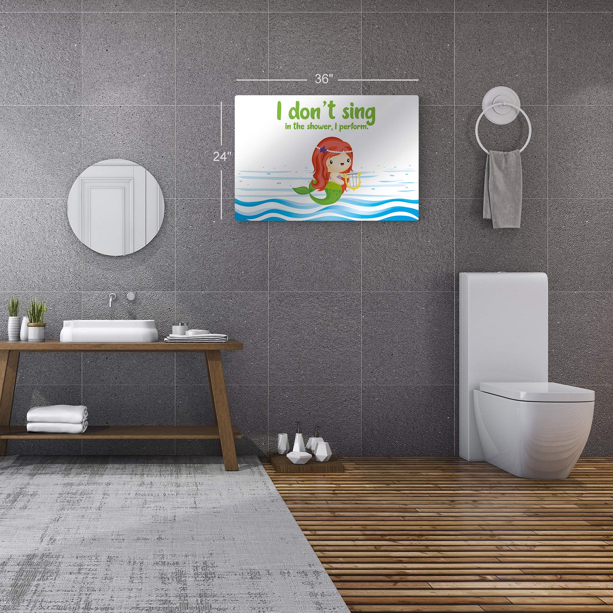 Funny Bathroom Sign - 'I Don't Sing in The Shower I Perform' Metal Wall Art | Smile Art Design | Kids Bathroom Decor, Nursery Wall Art | Ready to Hang 20x30 | Made in USA | Perfect for Bathroom, Nursery & Home Decoration