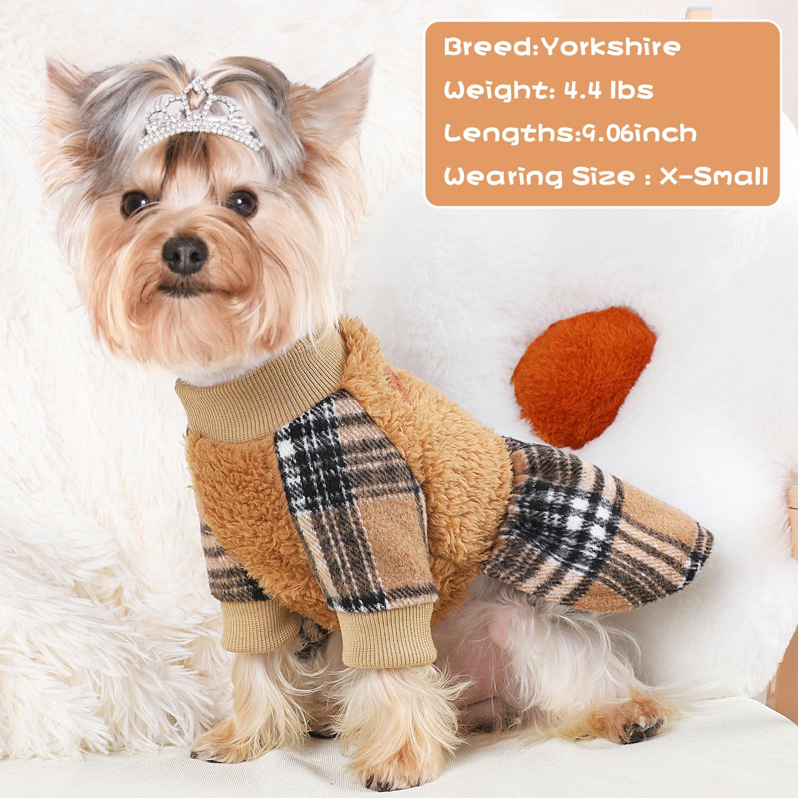 Kosiyi Small Dog Sweater for Chihuahua Yorkie - XXS Khaki - Perfect for Winter & Festivals