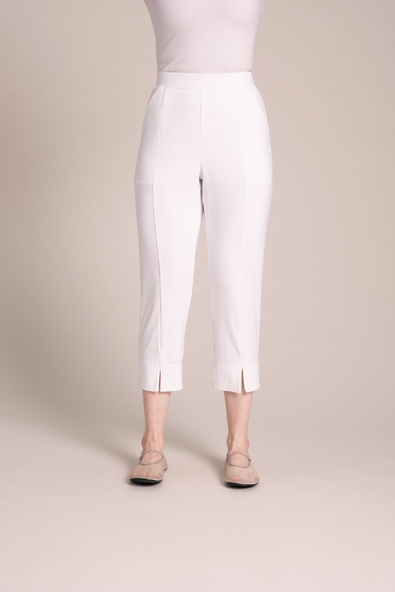 Hepburn High Waist Crop Pants for Women - White | Comfortable & Stylish Casual Wear for Summer, Work, and Travel