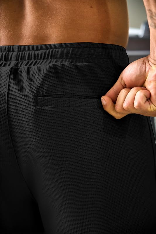 **JMIERR Men's Athletic Shorts - Elastic Waist with Drawstring, Stretch Waffle Fabric for Running, Gym, Workout & Beach - Comfortable Casual Sweat Shorts for Sports & Outdoor Activities**