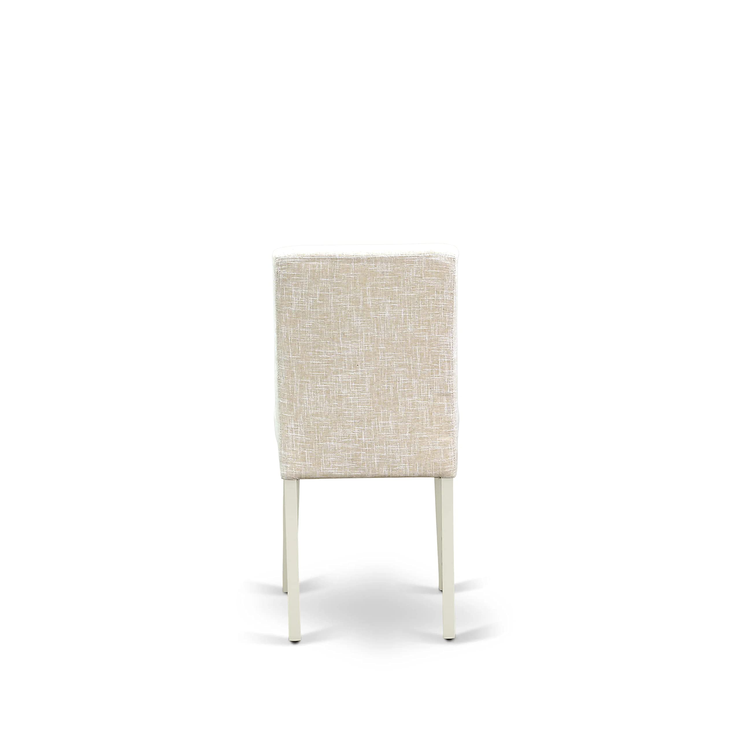 East West Furniture 3 Piece Dining Table Set with Round Drop Leaf Table & 2 Light Beige Fabric Chairs - 42 Inch White Linen Kitchen Set for Small Spaces, Breakfast Nook, Apartment Dining