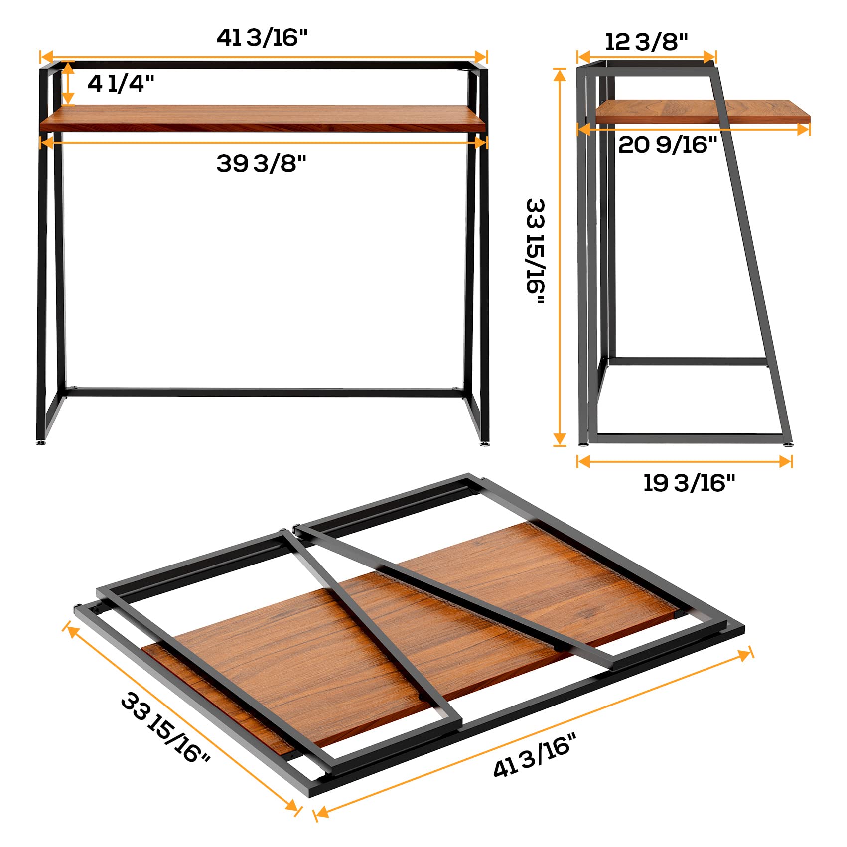 Eureka Ergonomic 41 Inch Foldable Computer Desk - Compact Folding Table for Home Office, Study & Small Spaces | Free Assembly, Walnut Finish | Perfect for Remote Work, Gaming & Writing