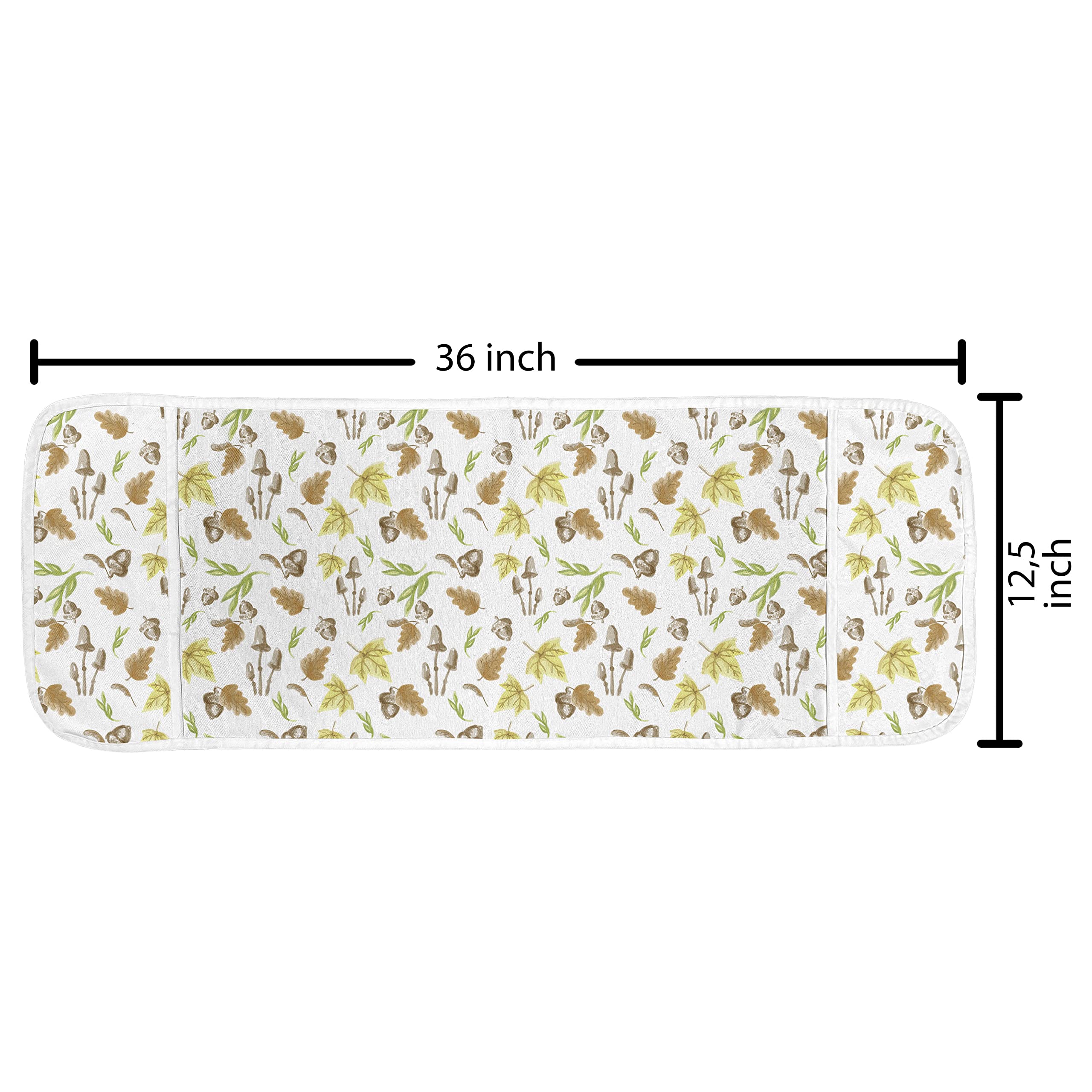 Ambesonne Waterproof Microwave Cover with Pockets - Pastel Autumn Leaves Acorn Maple Mushrooms Design - 36