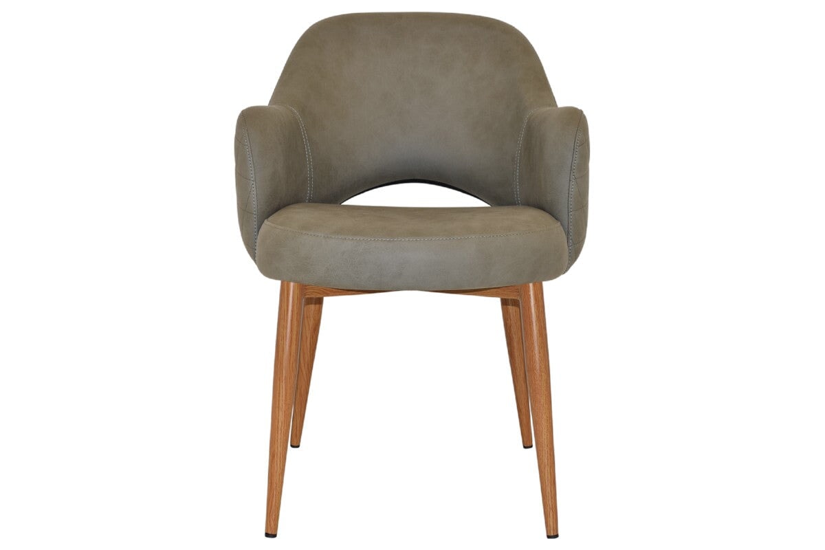 EZ Hospitality Cairo Indoor Armchair with Metal Base - Slim Light Oak 4-Leg Design for Living Room, Office, or Lounge Comfortable Seating