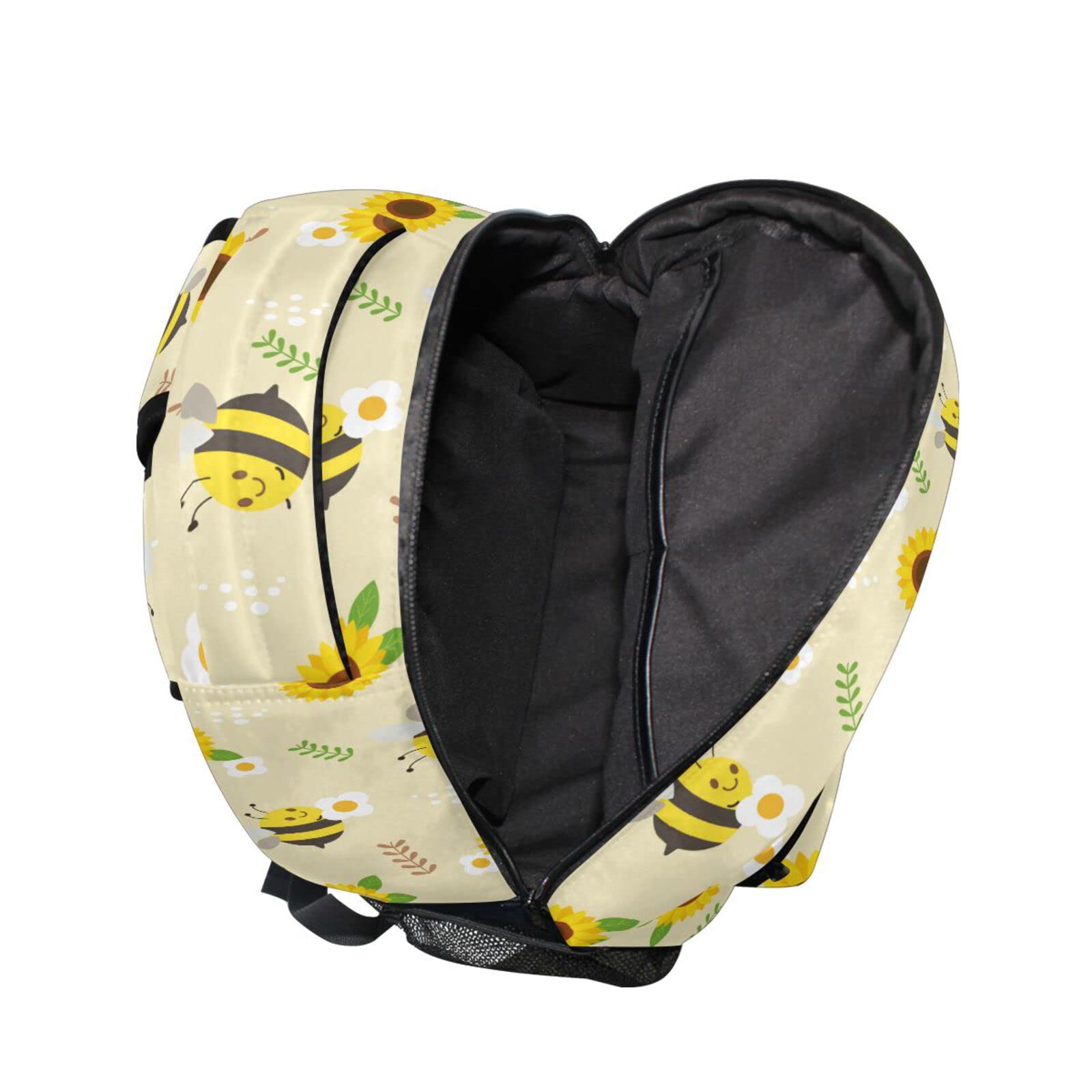JIPONI Cute Bee Sunflower Backpack for Women & Men - Waterproof School Backpack, College Laptop Bag, Travel Daypack with USB Charging Port - Perfect for Work, Commuting & Outdoor Adventures