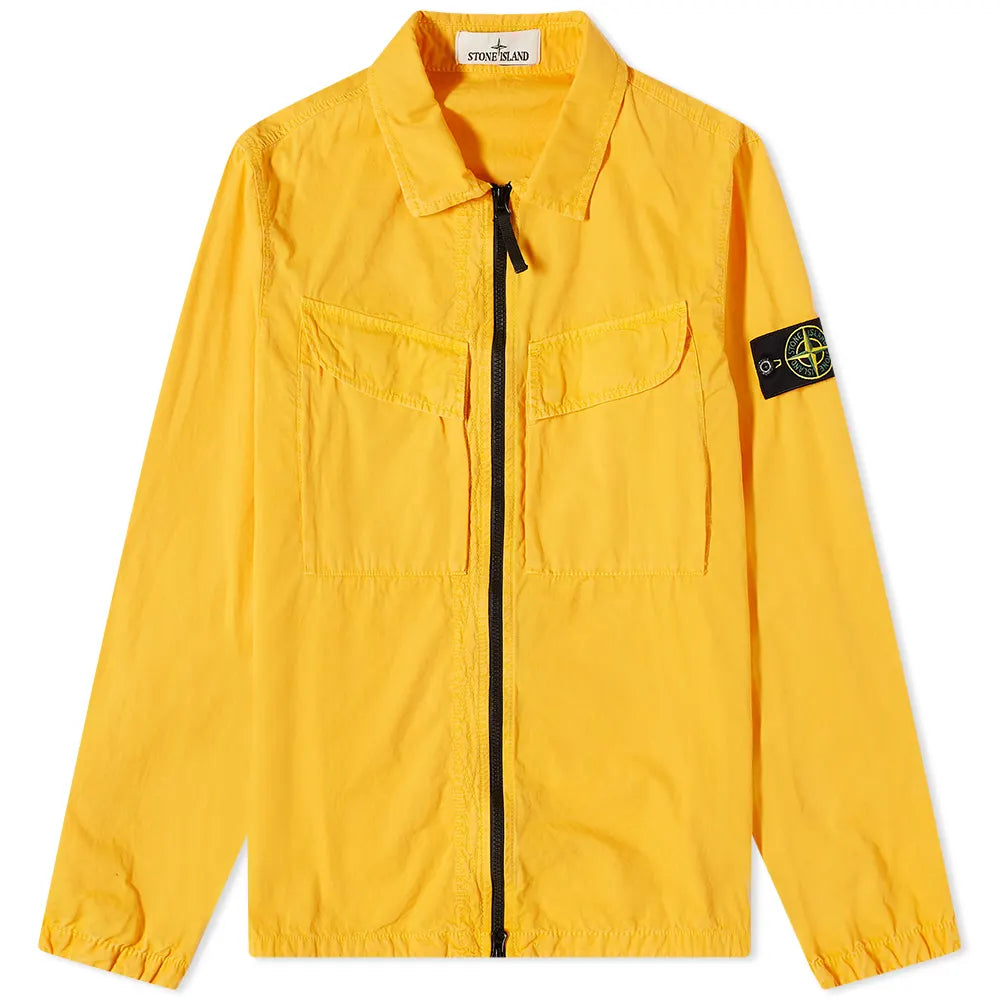Stone Island Men's Double Pocket Zip-Up Overshirt Jacket - Lightweight Casual Shirt for Outdoor & Streetwear Fashion