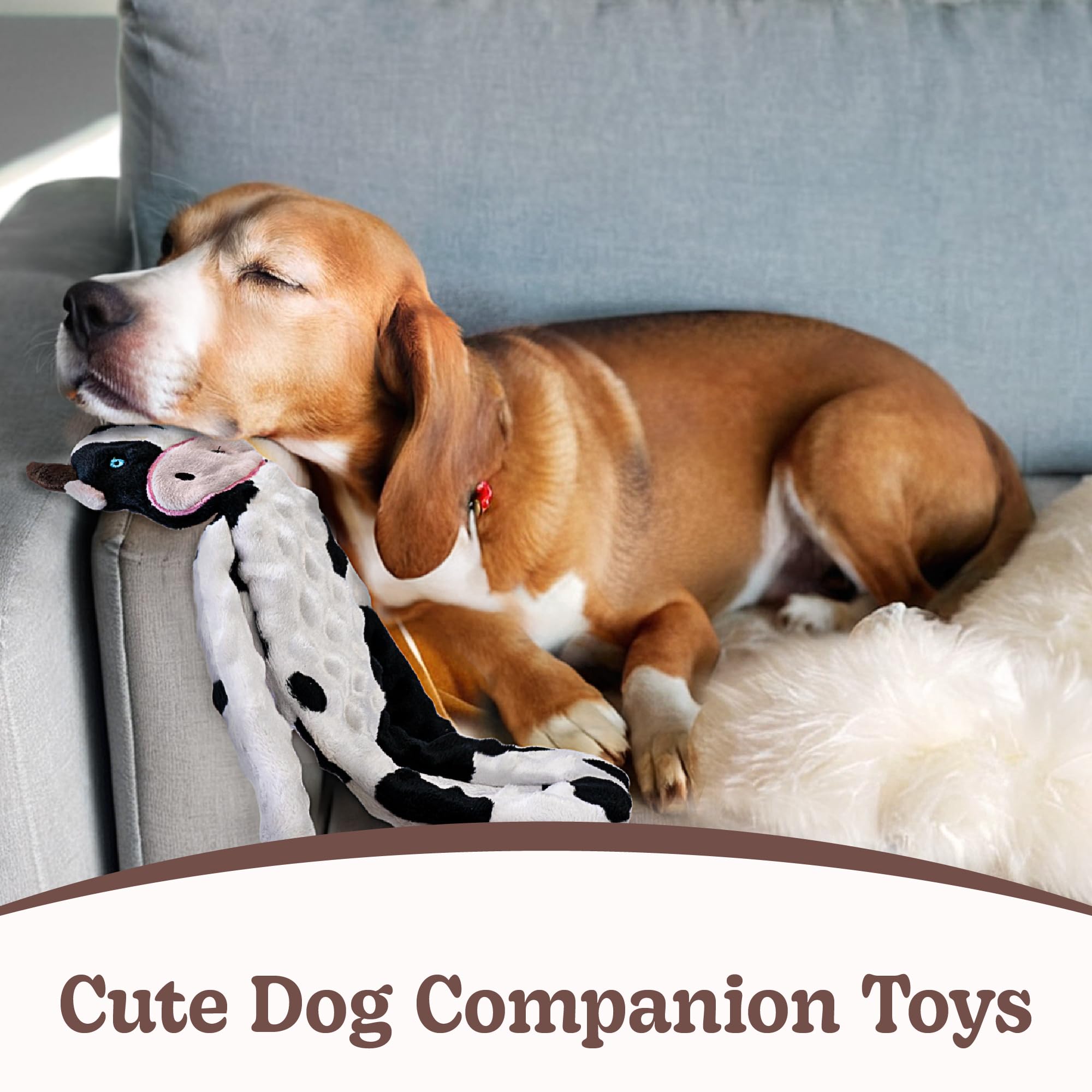 SHARLOVY 5-Pack No Stuffing Squeaky Dog Toys for Large Dogs - Durable Crinkle Puppy Teething Toys, Interactive Plush Chew Toys for Aggressive Chewers - Perfect for Playtime, Training & Anxiety Relief