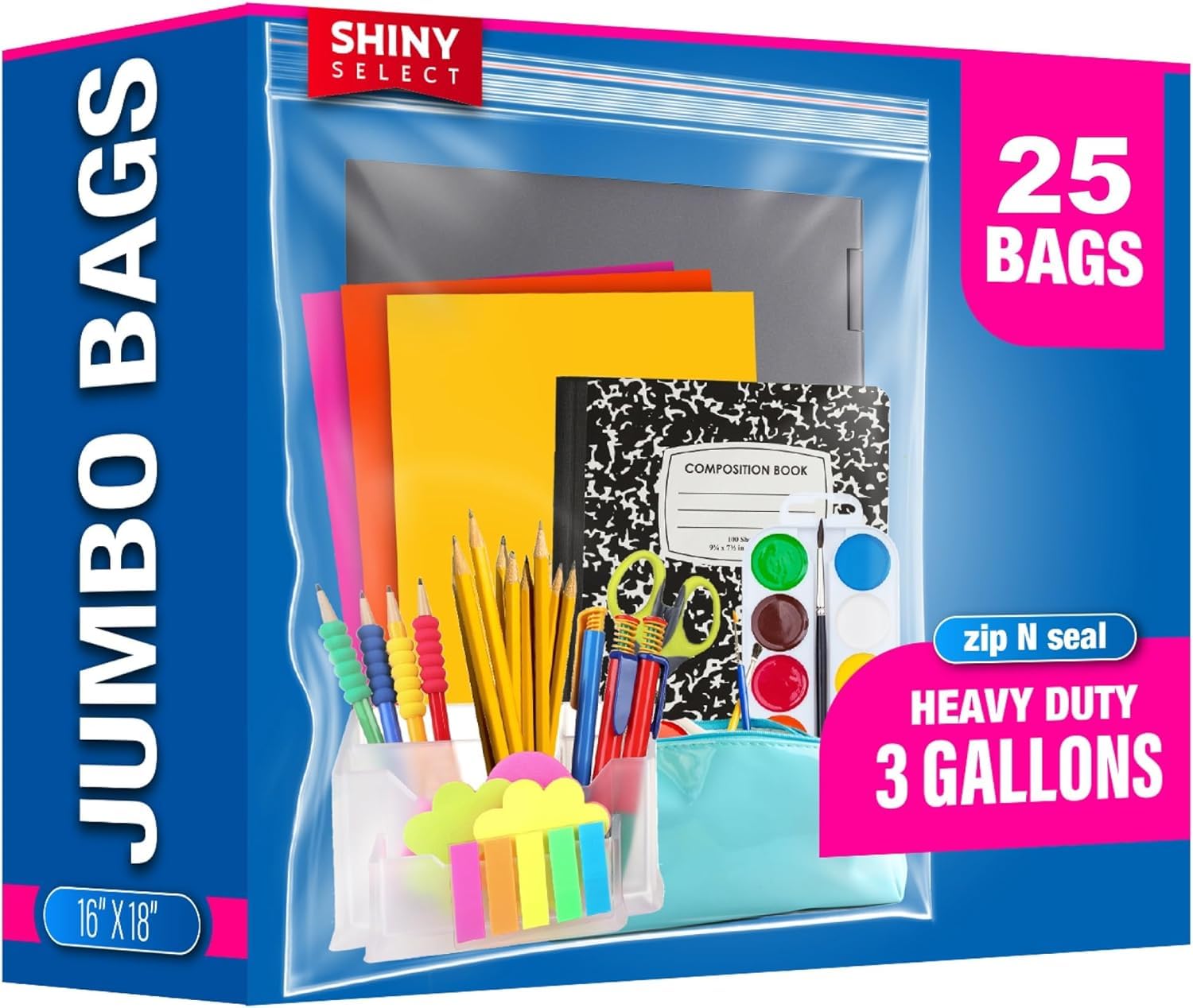 25 Pack 3.5 Gallon Extra Large Heavy Duty Freezer Bags - Airtight Resealable Storage Bags for Food Preservation, Meal Prep, Brining, Moving & Closet Organization - Perfect for Freezing, Packing & Home Storage