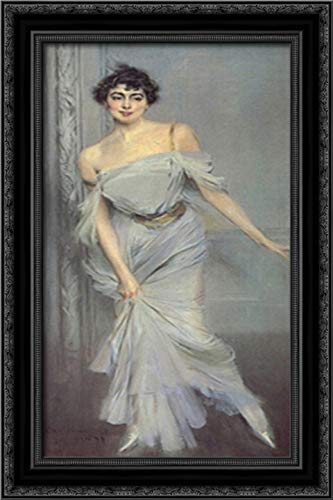 Elegant 16x24 Black Ornate Wood Framed Canvas Art Print - Giovanni Boldini's Madame Charles Max - Perfect for Living Room, Bedroom & Office Wall Decor